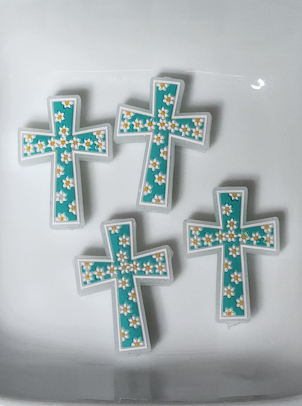 Floral Cross Silicone focal beads, photo 2