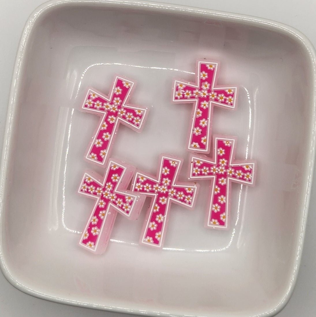 Floral Cross Silicone focal beads, photo 3