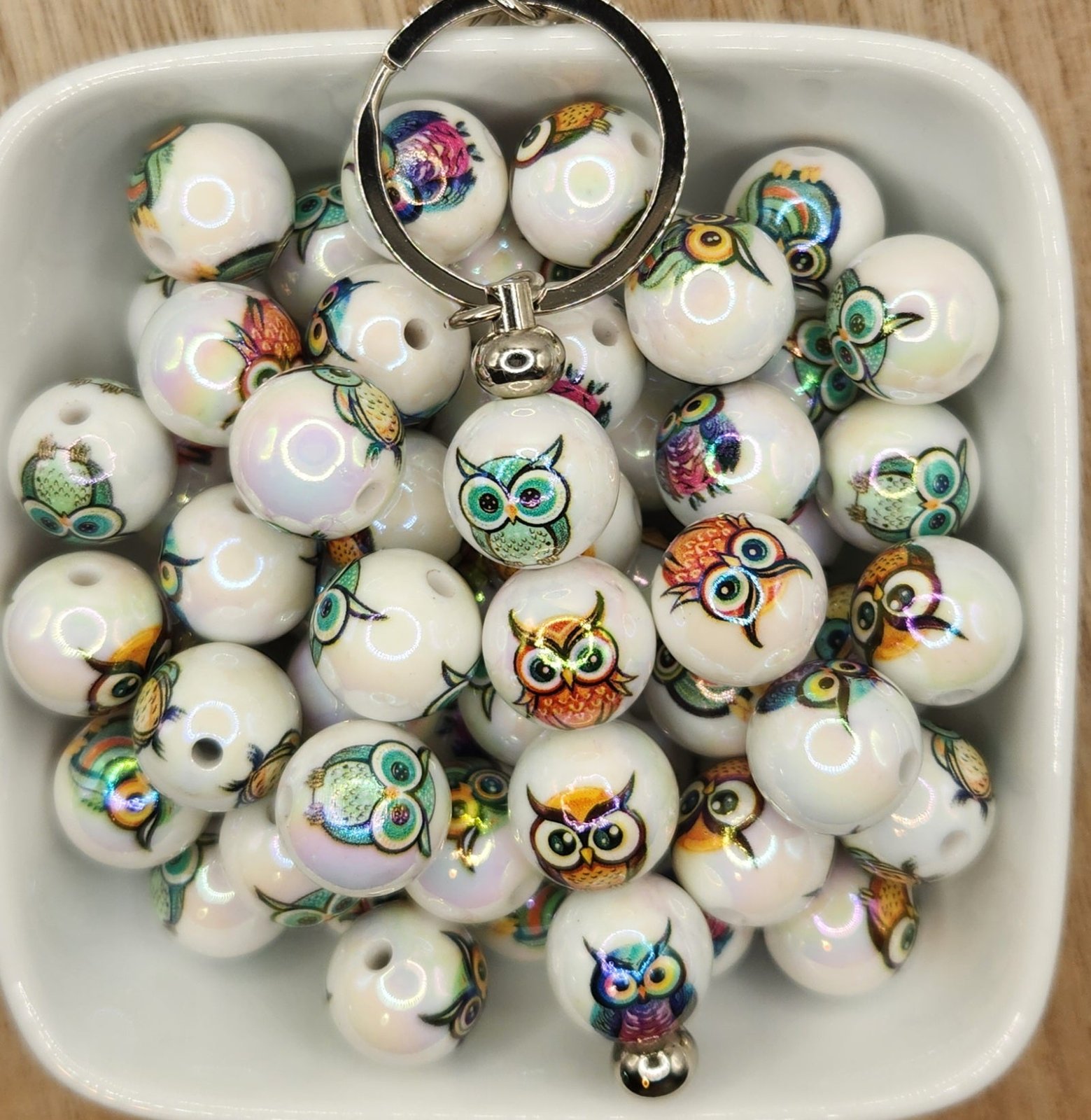 16 mm Acrylic Owl beads 5 count, photo 2