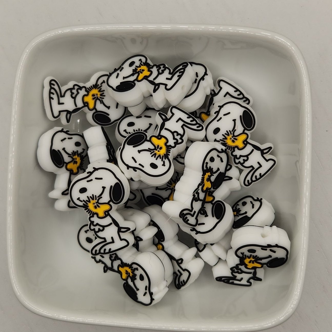 White dog Silicone focal bead