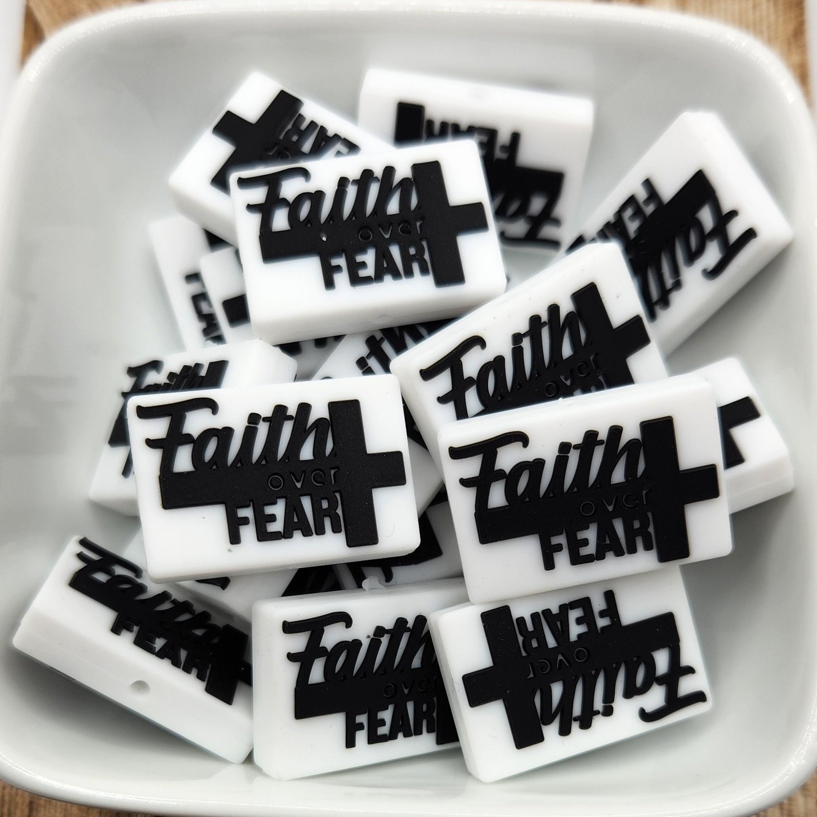 Faith over Fear silicone focal bead, photo 2