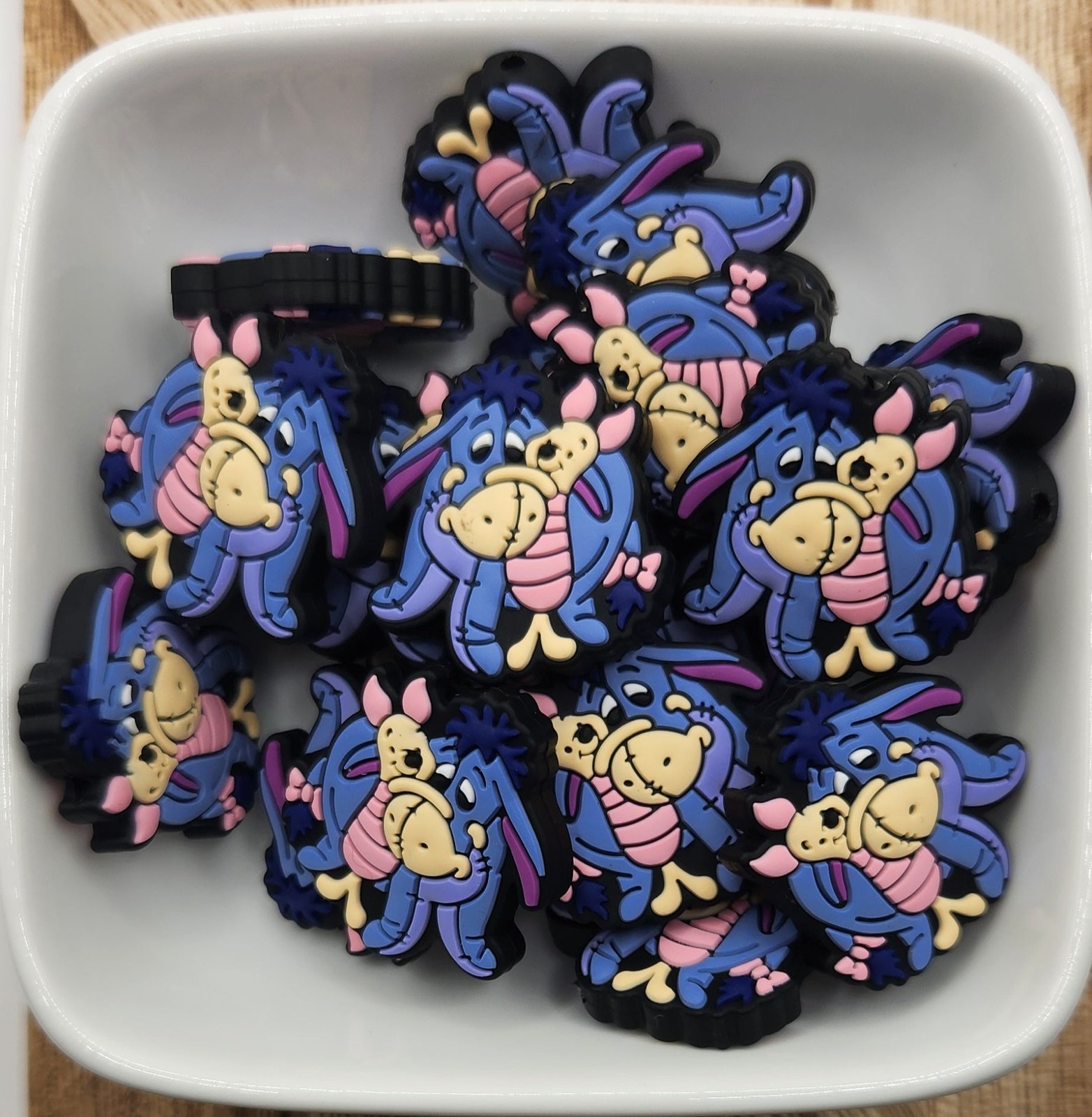 Sad Donkey and Pig Silicone focal bead