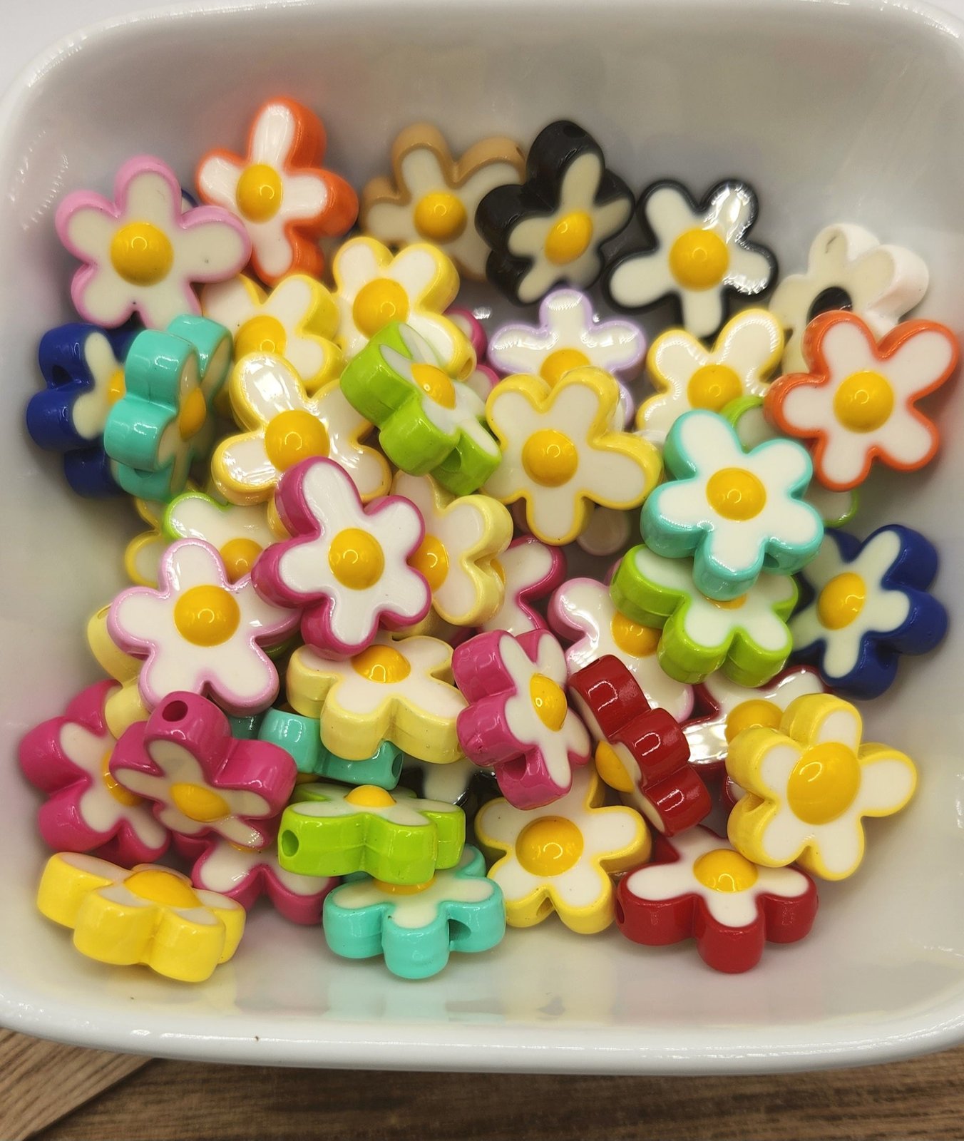 Acrylic flower focal beads 10 count mixed, photo 2