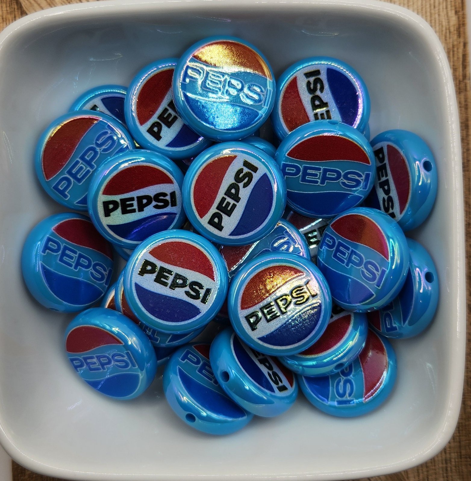 Acrylic Red and Blue Cola focal beads Blue