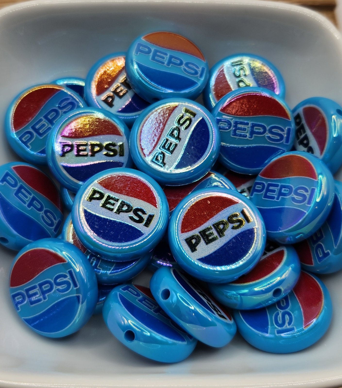 Acrylic Red and Blue Cola focal beads Blue, photo 2