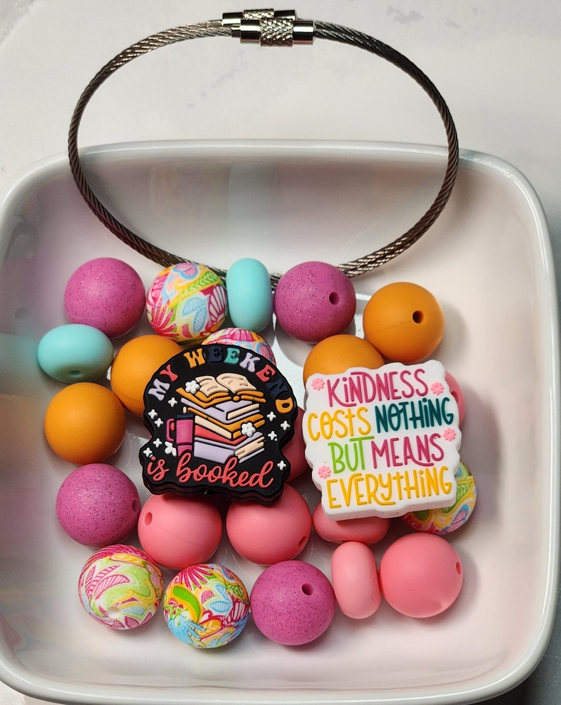 Colorful beading supplies for craft projects