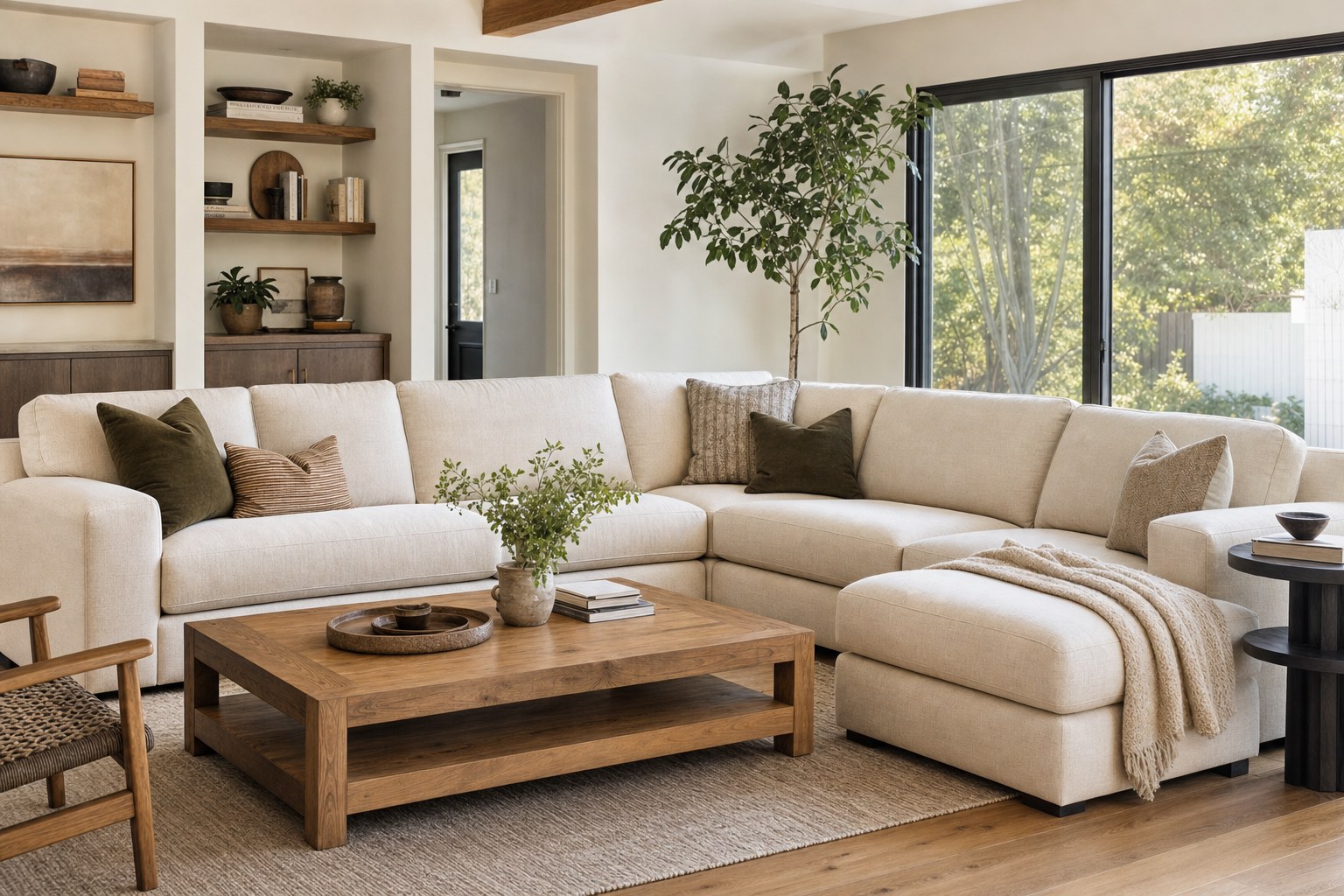 A welcoming living room furnished with a sectional sofa.
