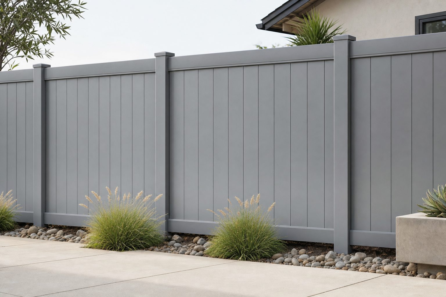 Coastal gray vinyl privacy fence color illustration