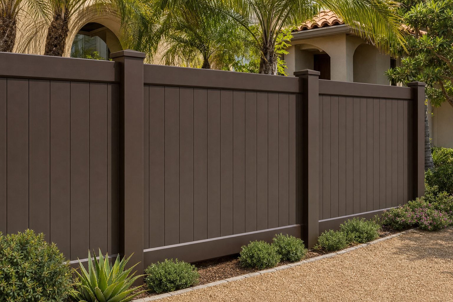 Chocolate brown vinyl privacy fence color illustration