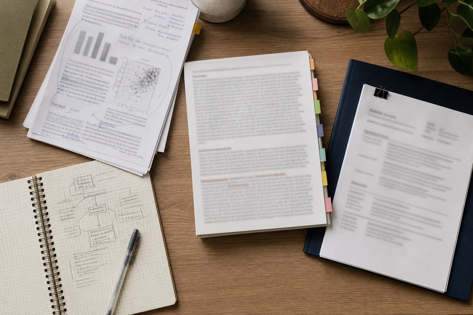 Research materials and application documents organized to support a graduate school recommendation