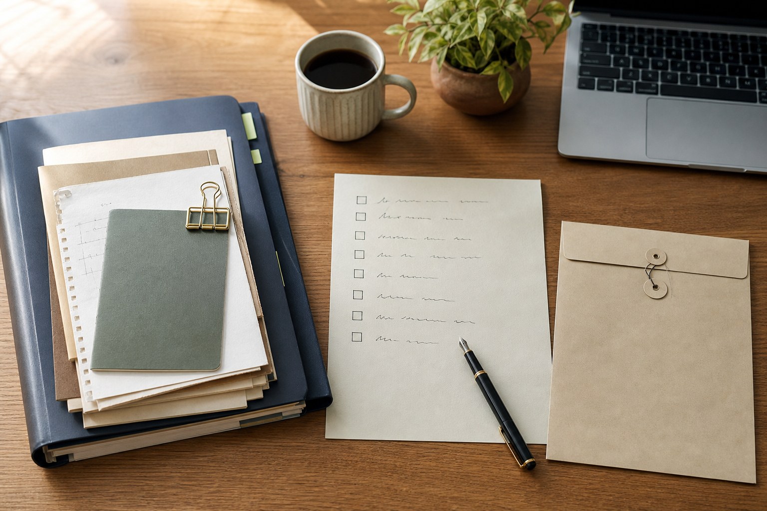 Graduate application recommendation materials arranged on a desk