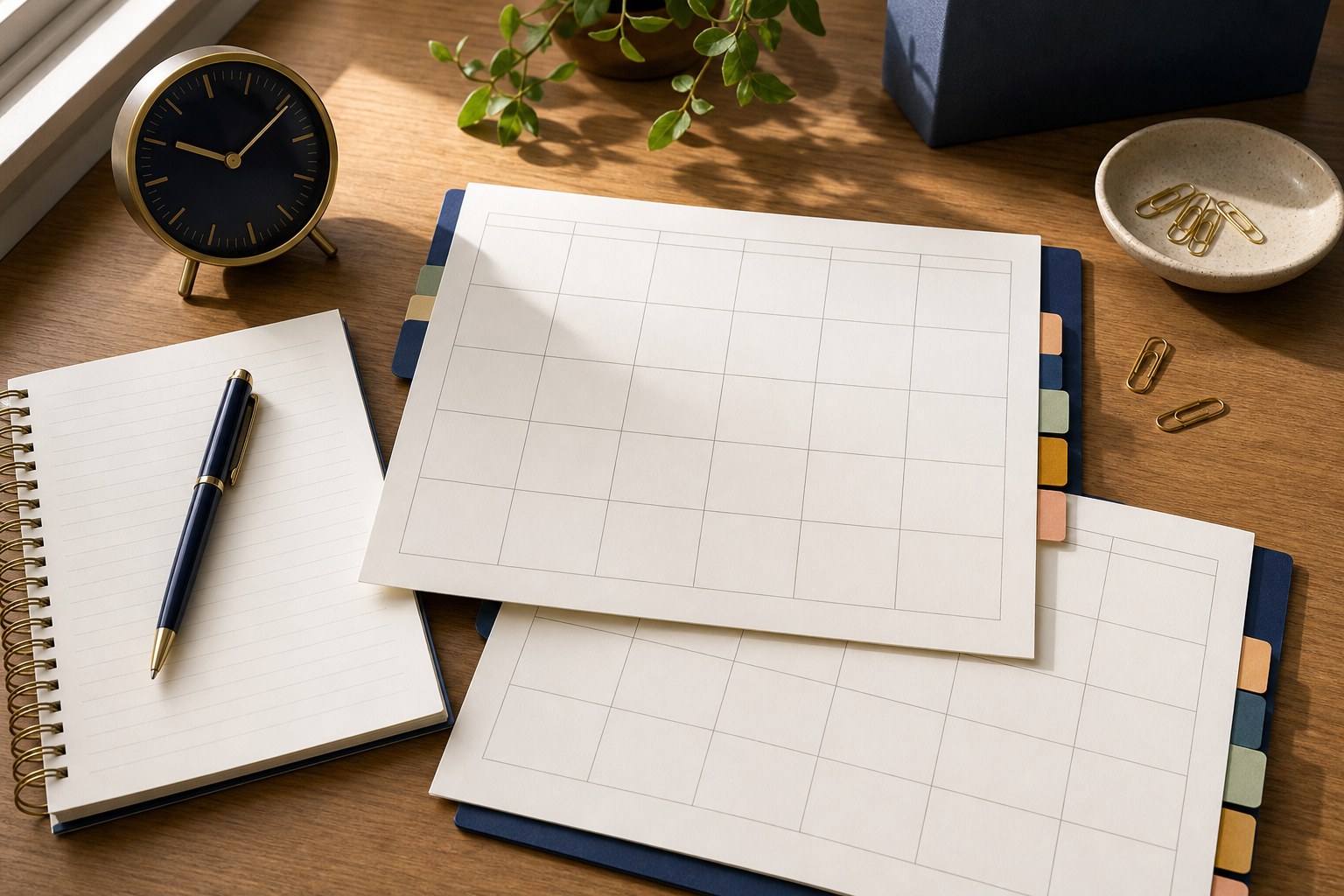 Calendar and planning materials used to organize graduate school recommendation deadlines
