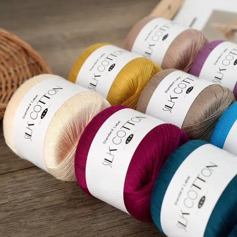 Silk Cotton Milk Yarn Soft Crochet Knitting Thread 50g
