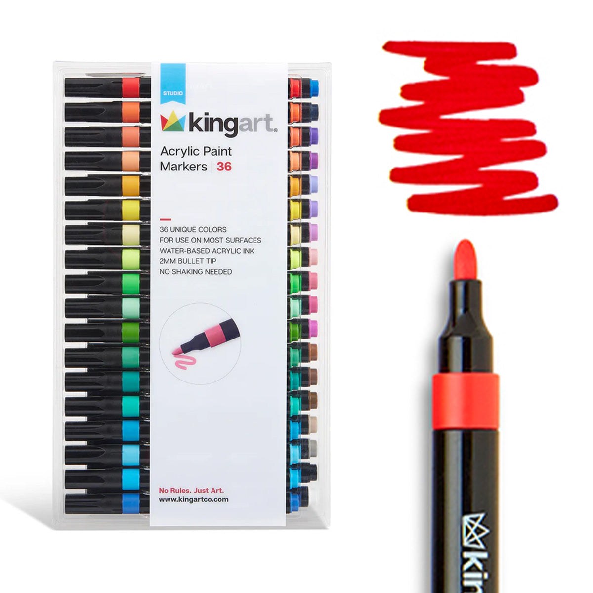 Acrylic Paint Markers Set – 36 Colors, 2mm Bullet Tip, Water-Based, Multi-Surface