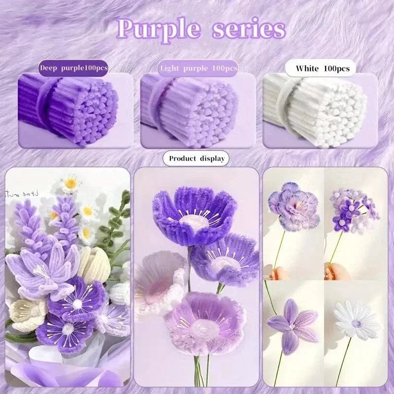 Chenille Stems 30cm Pipe Cleaners - DIY Craft Supplies for Handmade Flowers & Art Projects
