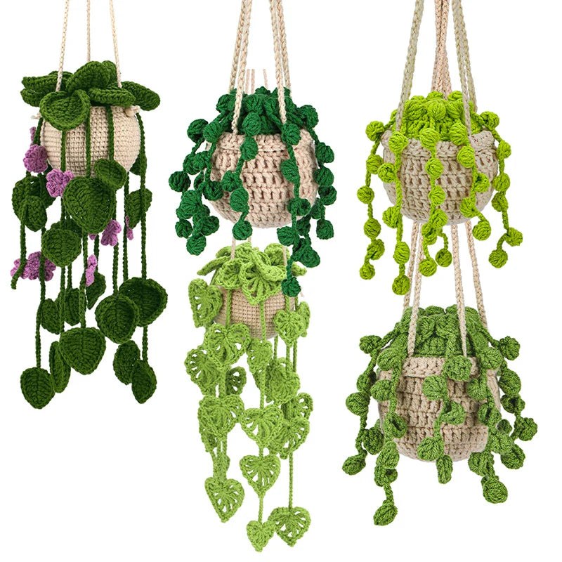 Crochet Hanging Plant Kit Easy DIY Yarn Knitting Tools
