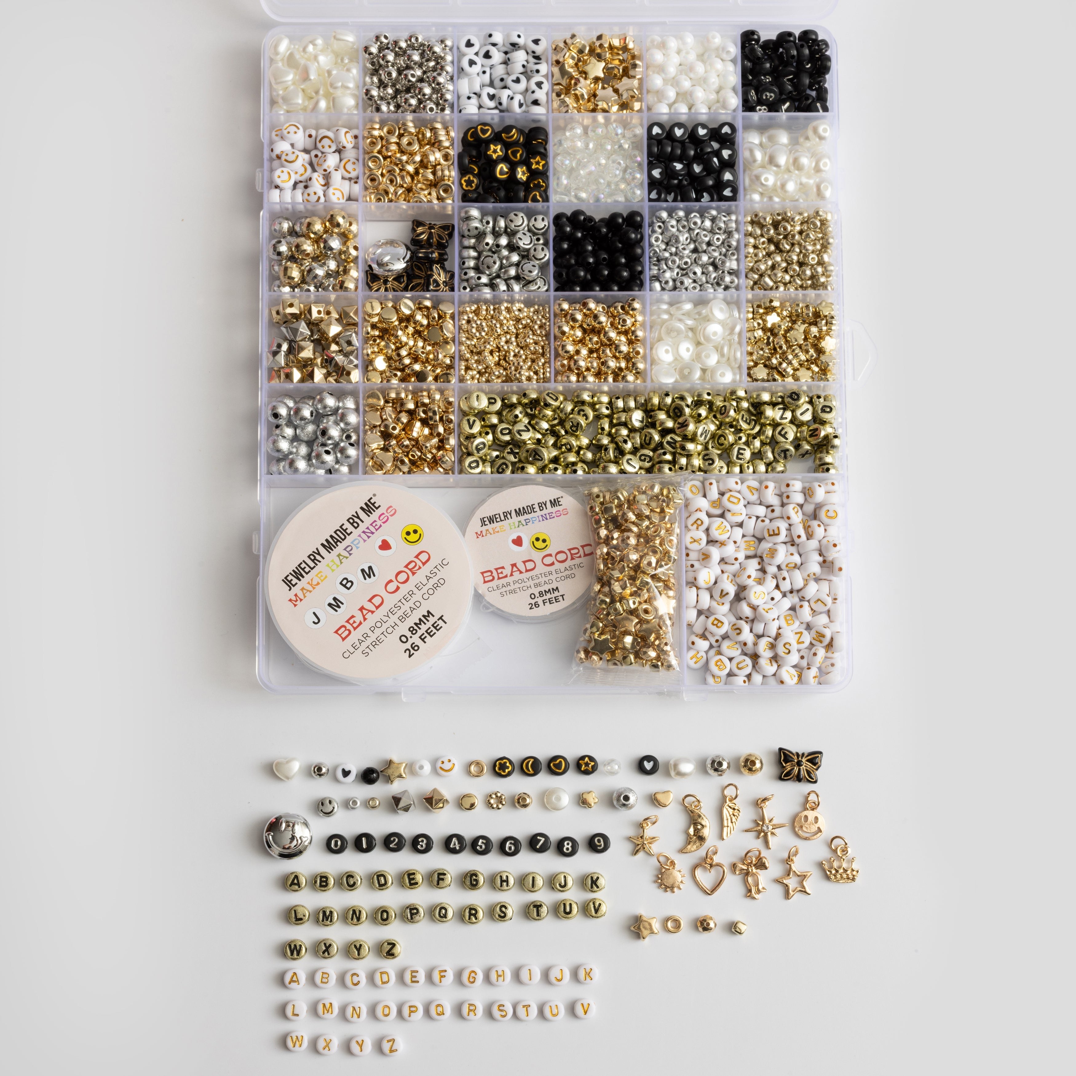 Super Big Mega Lux Metallic Black and White Letter Bead DIY Kit