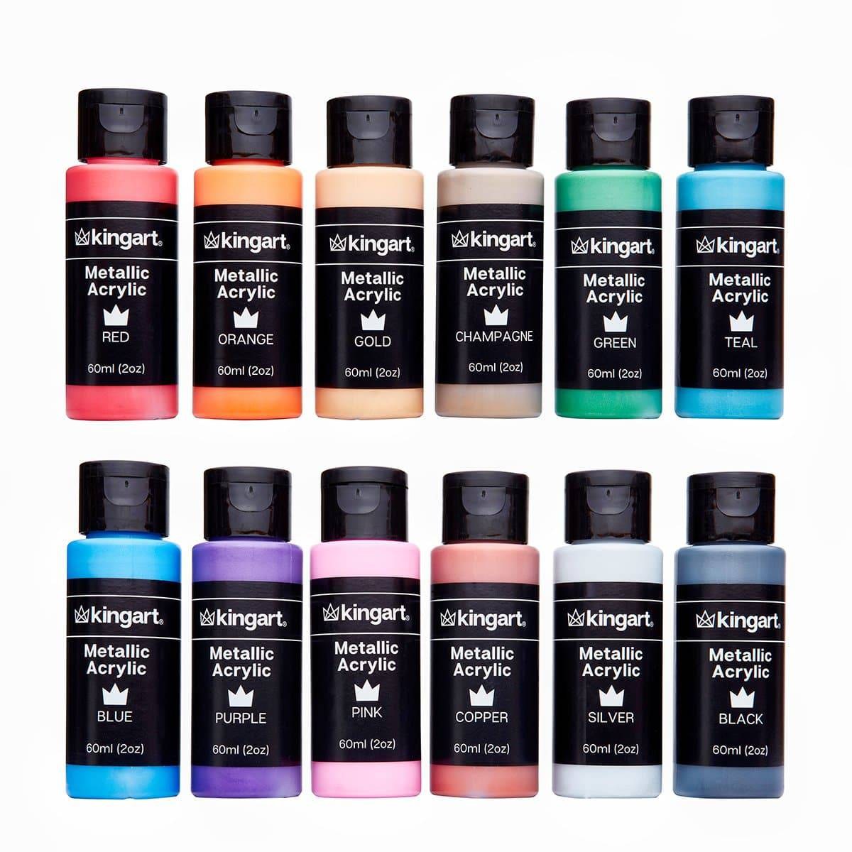 Studio Acrylic Paint - 60ml Bottles - 12 Metallic Colors