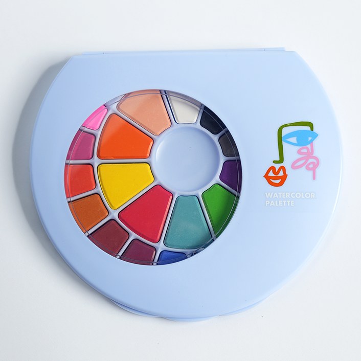 Watercolor Palette Party Favors (24 colors+brush) | Kids Craft Birthday Party Supplies | Paint Palette Party Accessories
