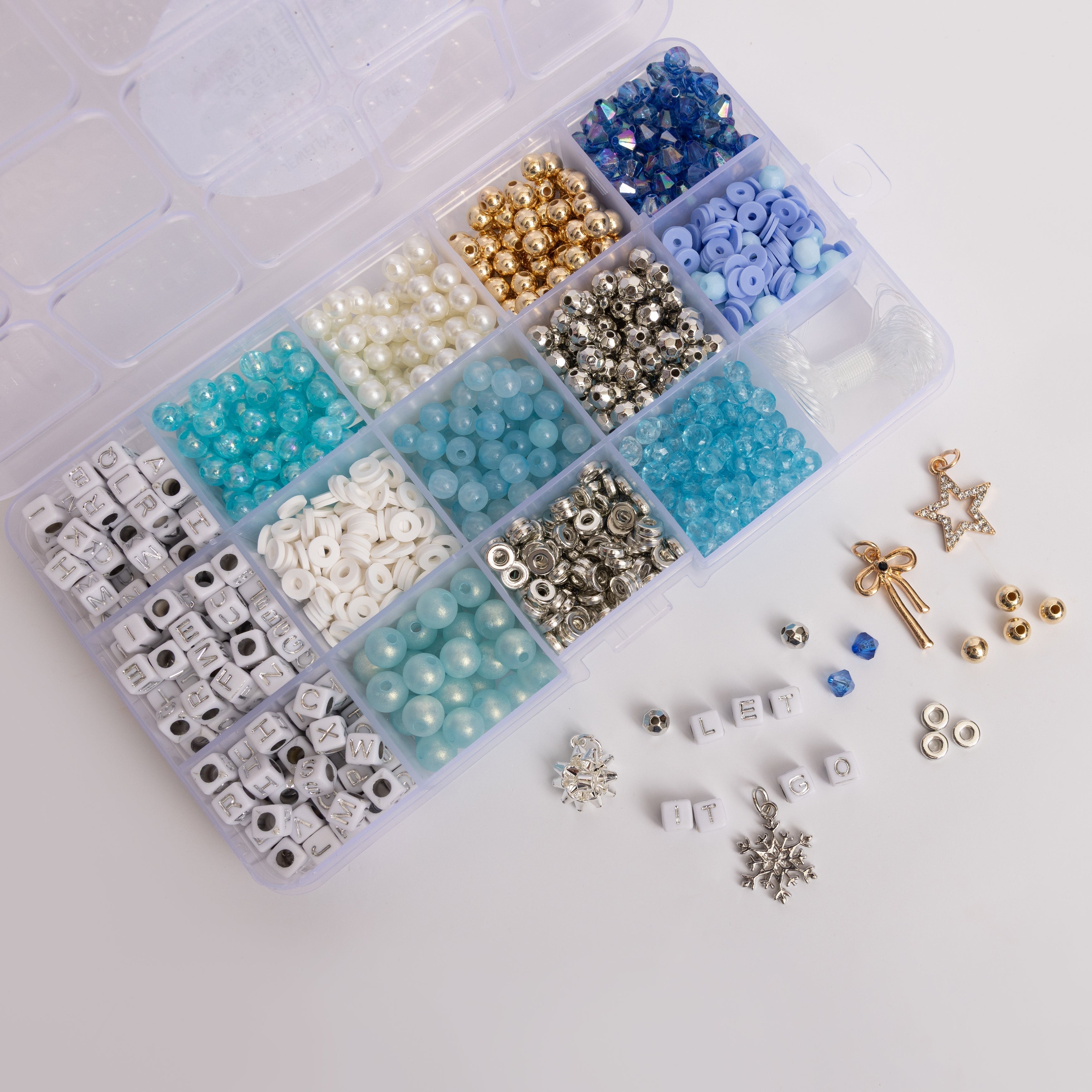 Winter Wonderland Blue Shimmer Beads Holiday Crafts DIY Letter Bead Kit