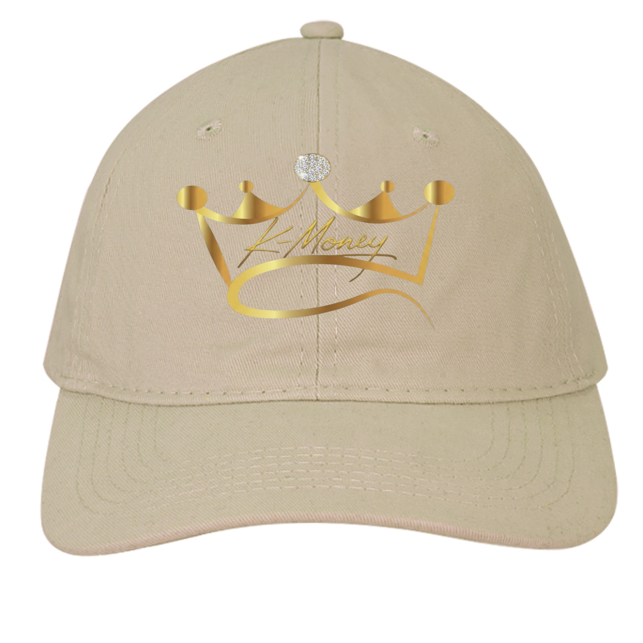 Khaki K-Money ball cap shown from the front