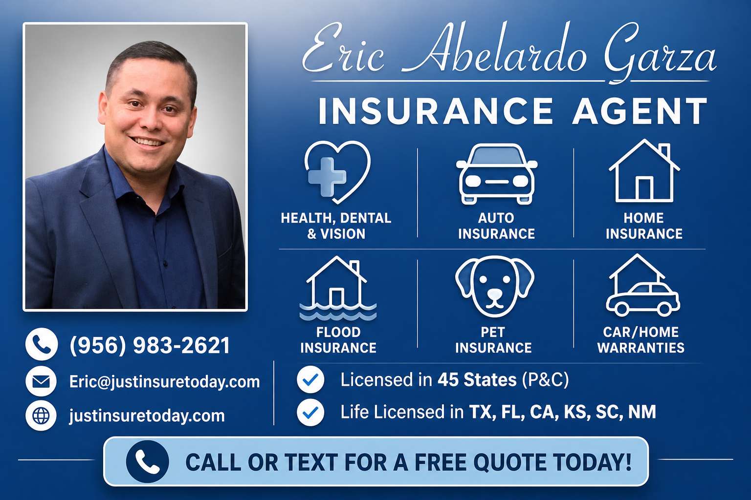 Eric Abelardo Garza, LLC insurance information card