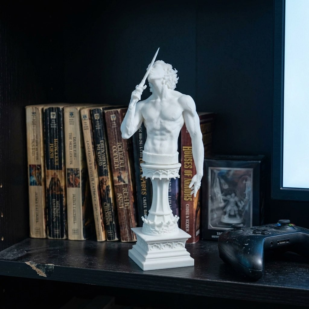 Astarion Bust Statue - Baldur's Gate 3 White PLA, view 5