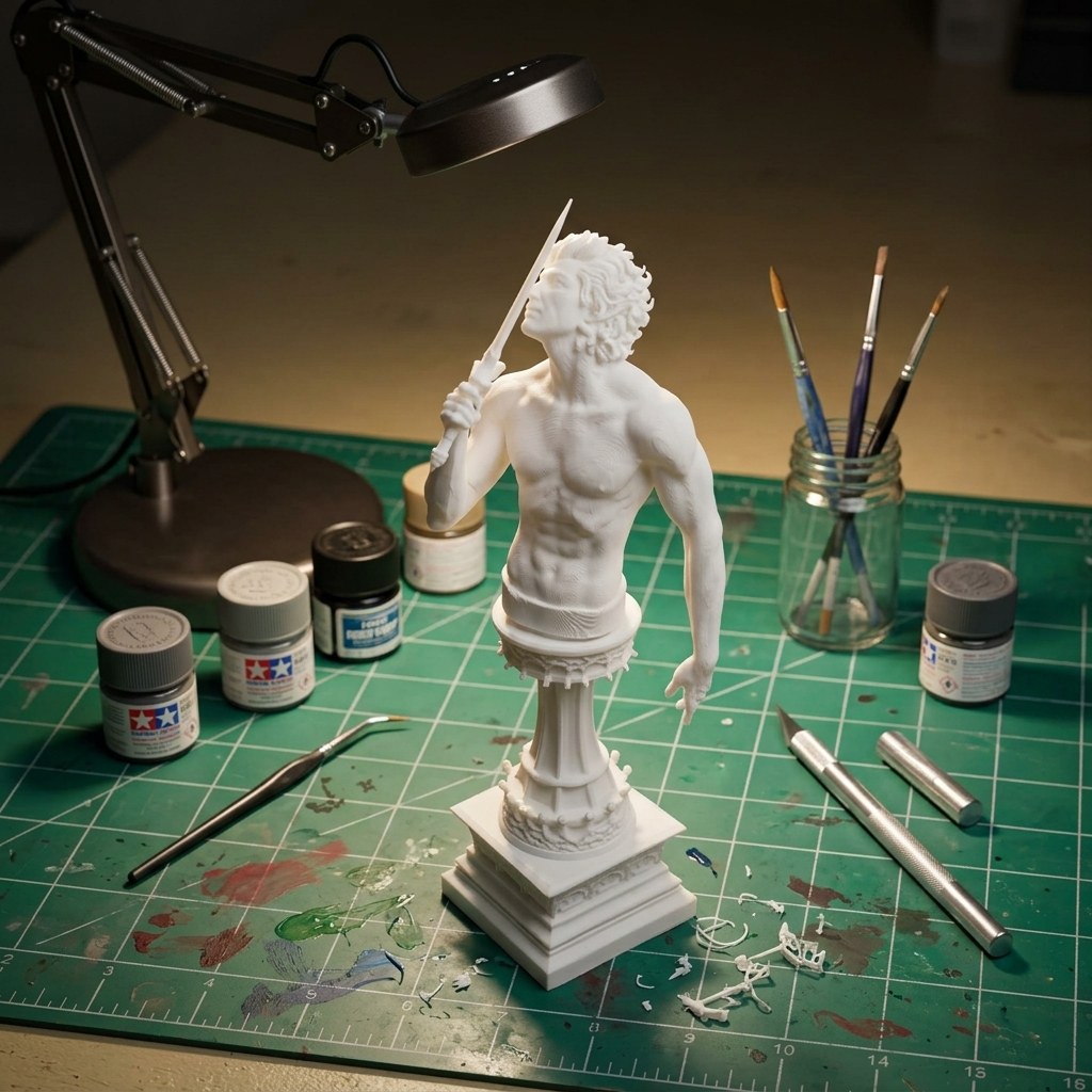 Astarion Bust Statue - Baldur's Gate 3 White PLA, view 6