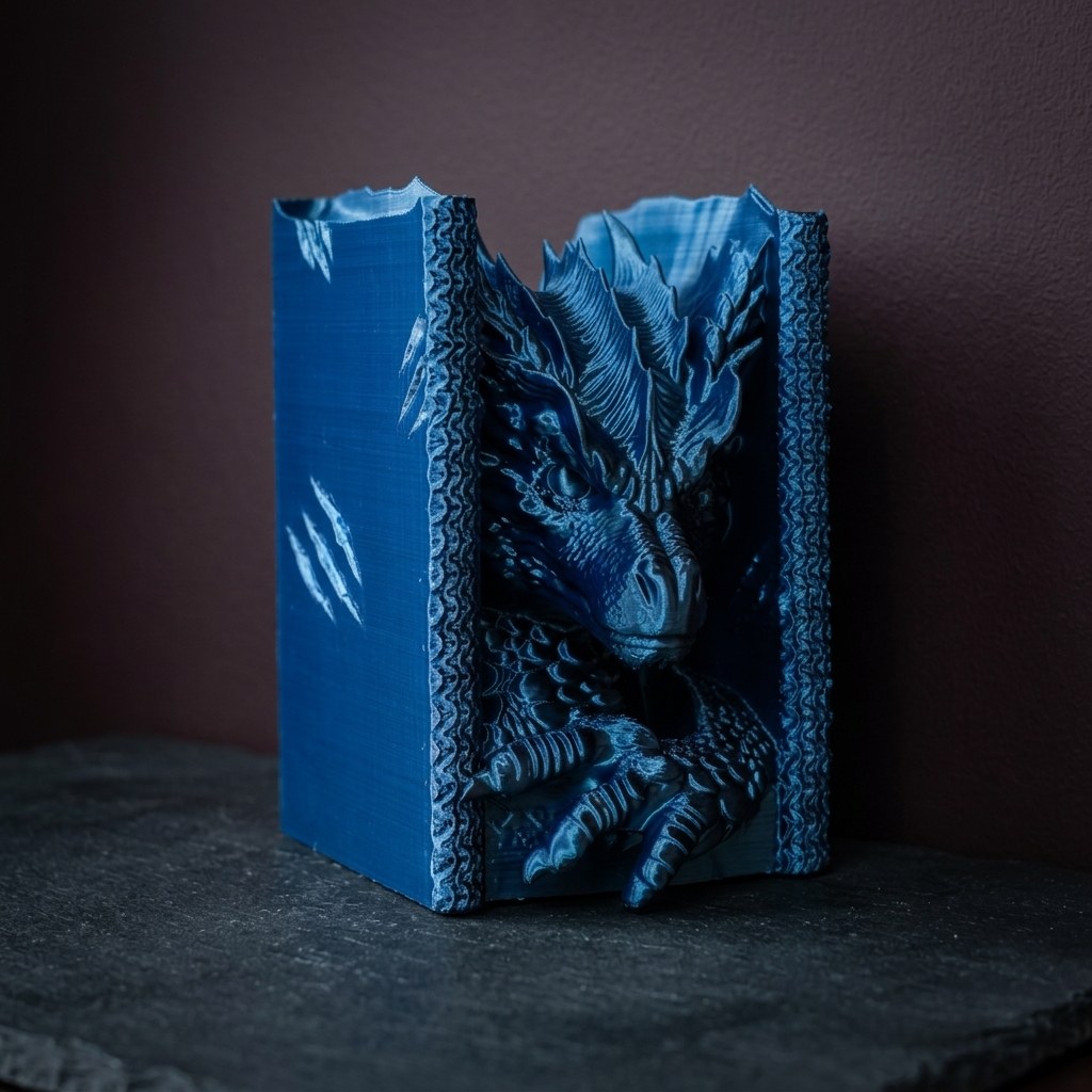 Color-Shifting Silk Dragon Booknook: 3D-Printed Fantasy Shelf Decor, view 10
