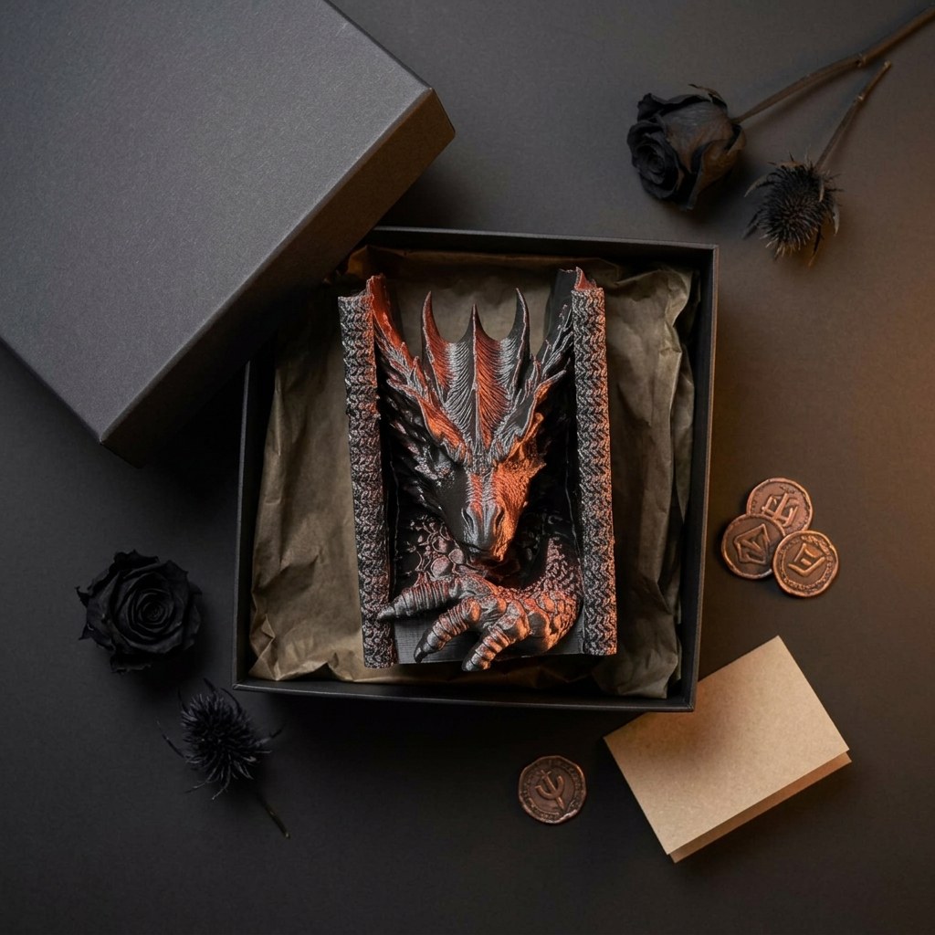 Color-Shifting Silk Dragon Booknook: 3D-Printed Fantasy Shelf Decor, view 6