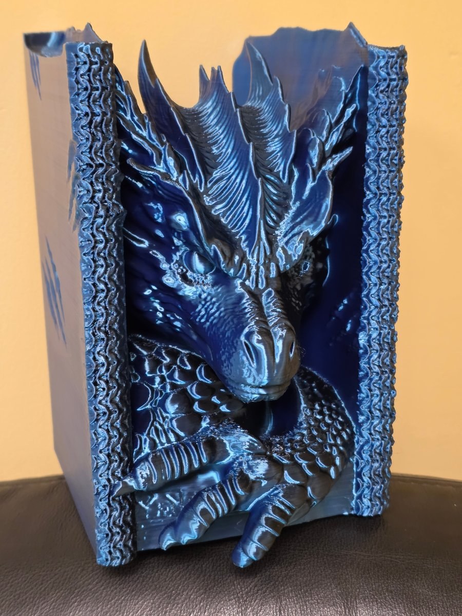 Color-Shifting Silk Dragon Booknook: 3D-Printed Fantasy Shelf Decor, view 7