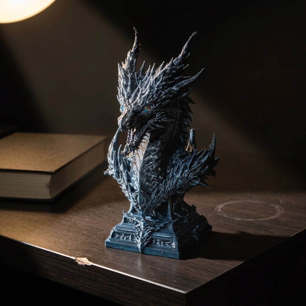 Dual-Color Silk PLA Dragon Bust Figurine, view 3