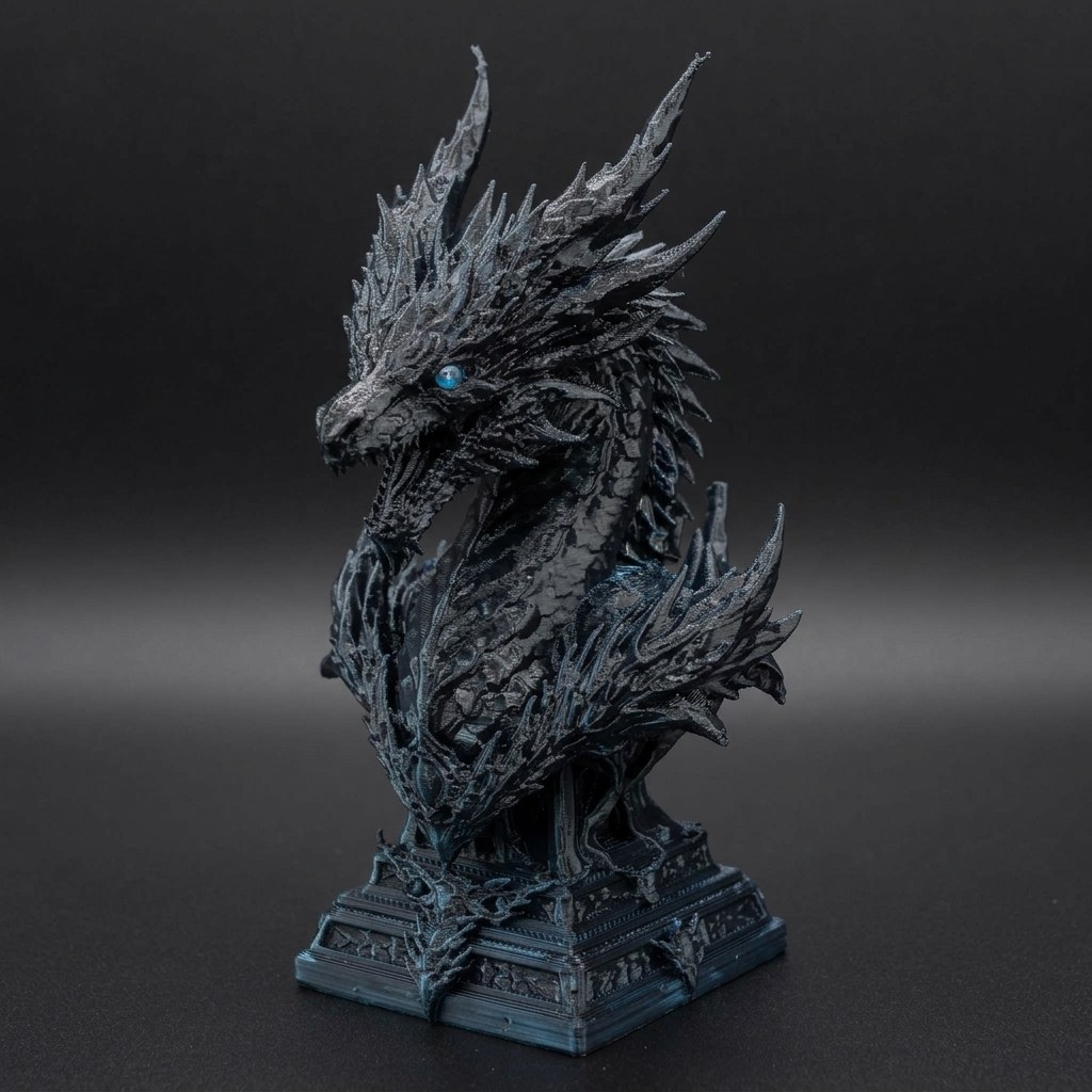 Dual-Color Silk PLA Dragon Bust Figurine, view 4