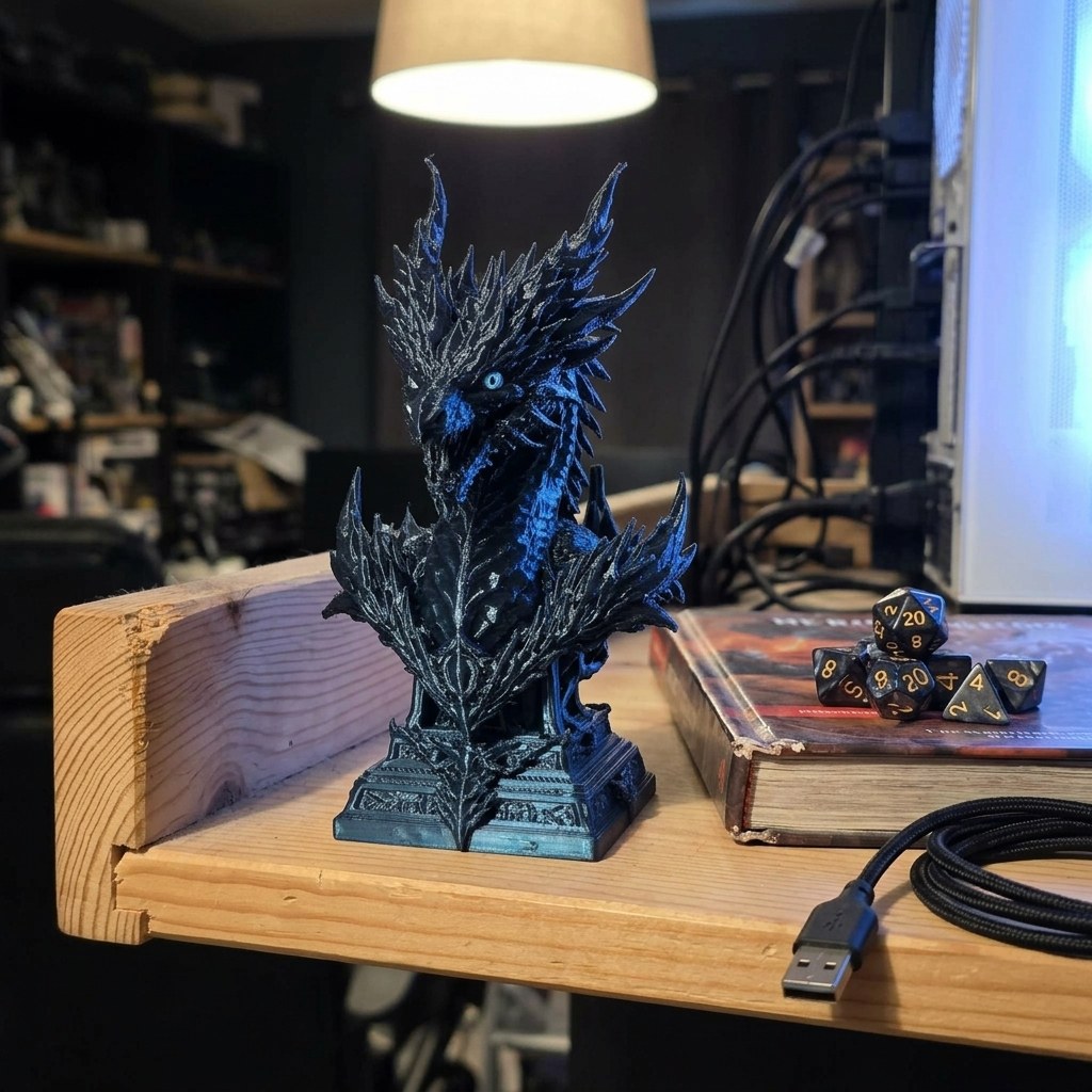 Dual-Color Silk PLA Dragon Bust Figurine, view 7