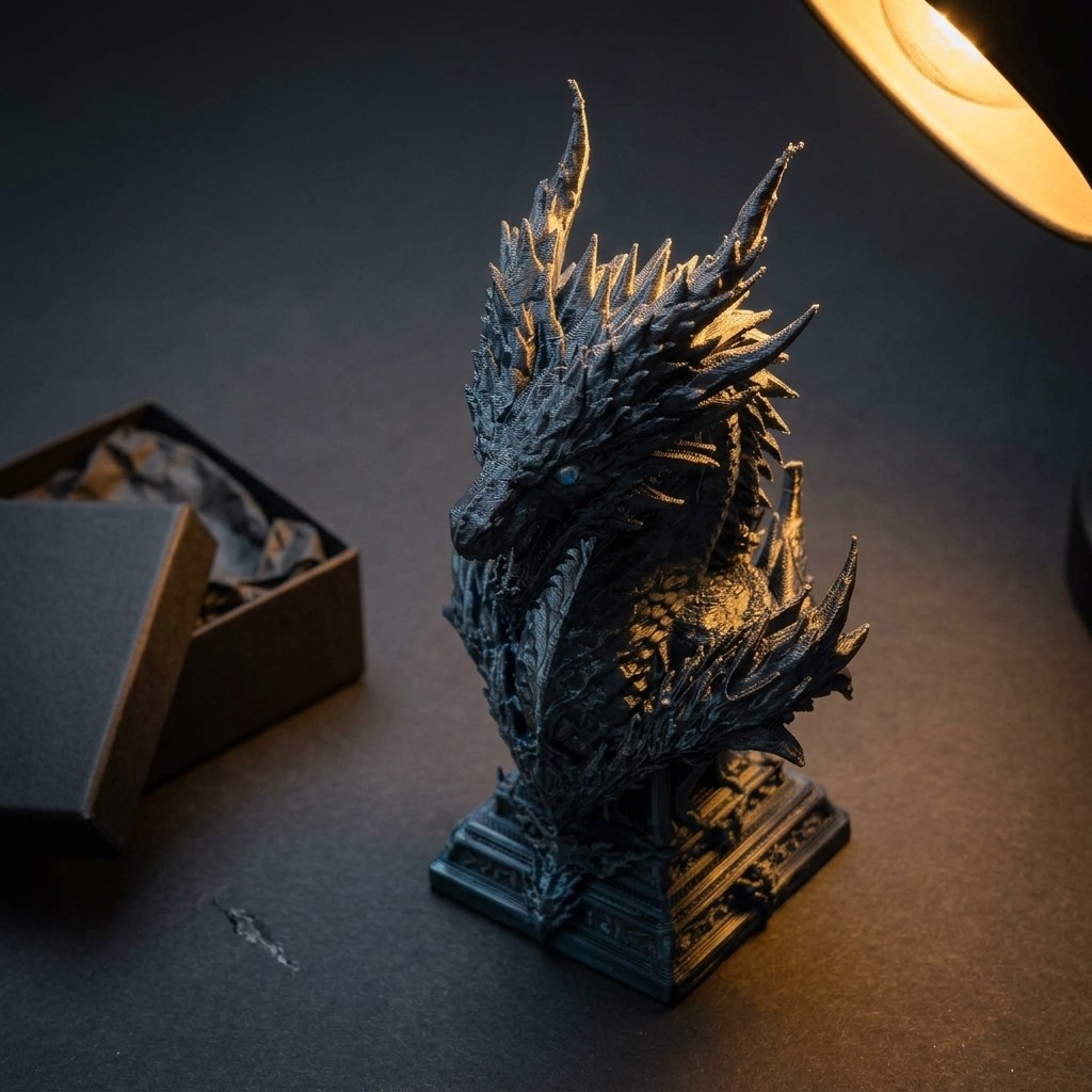 Dual-Color Silk PLA Dragon Bust Figurine, view 8
