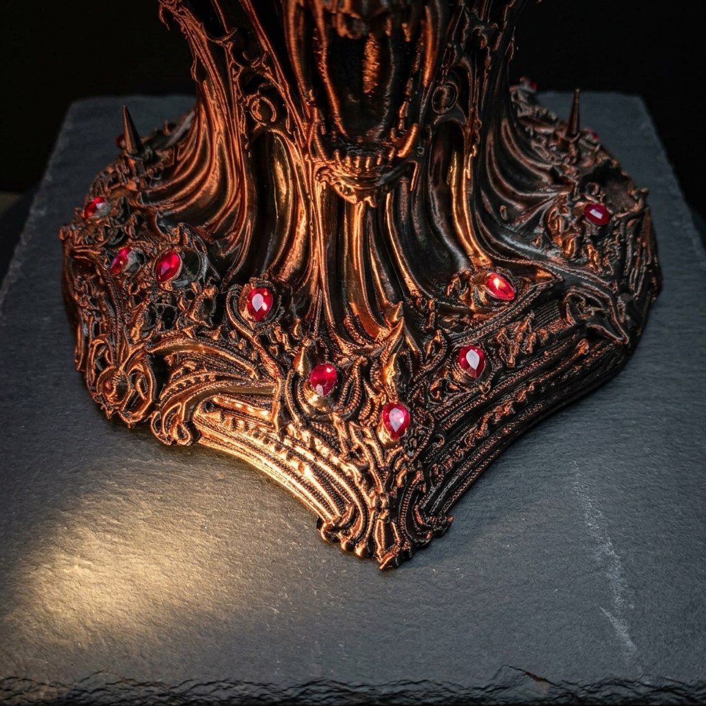 Dual-Color Silk Werewolf Bust: Gothic Fantasy 3D-Printed Decor, view 7