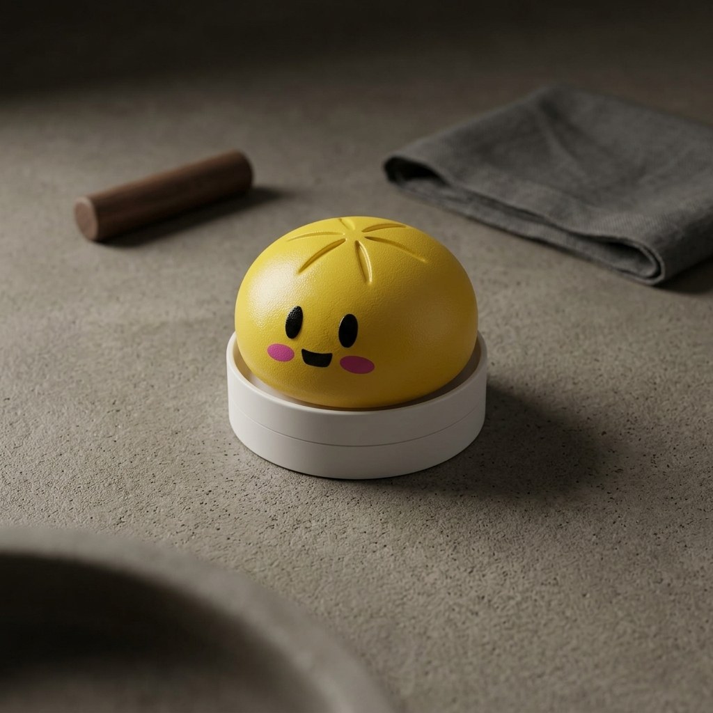 Large Dumpling Desk Clicker: Oversized 3D-Printed Fidget Button, view 3