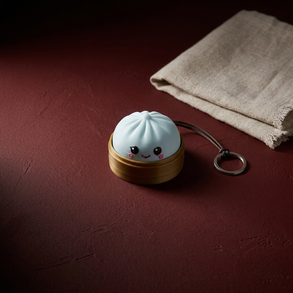 Mini Dumpling Clicker Keychain: 3D-Printed Sensory Fidget, view 3