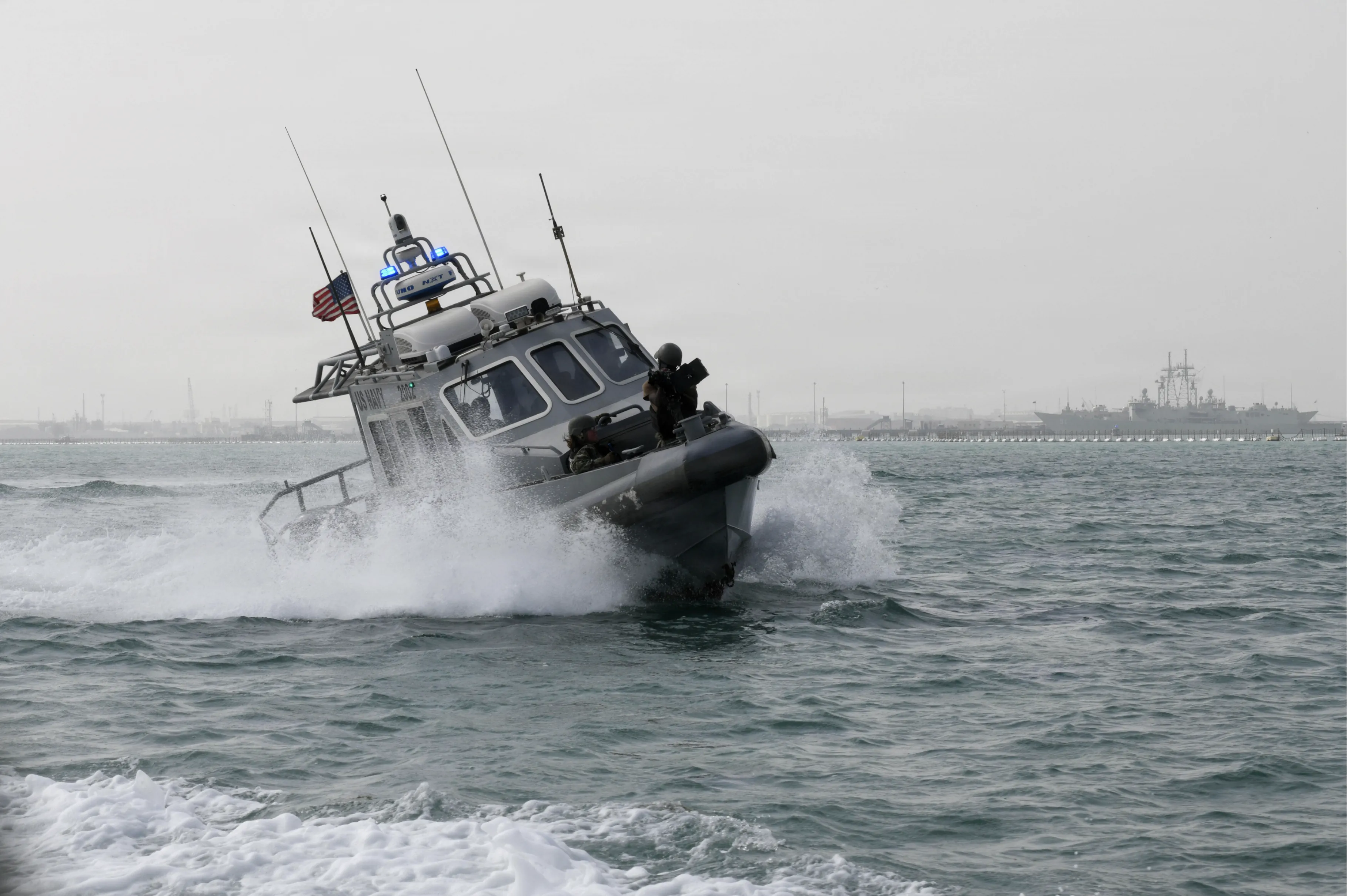 US Navy boat underway