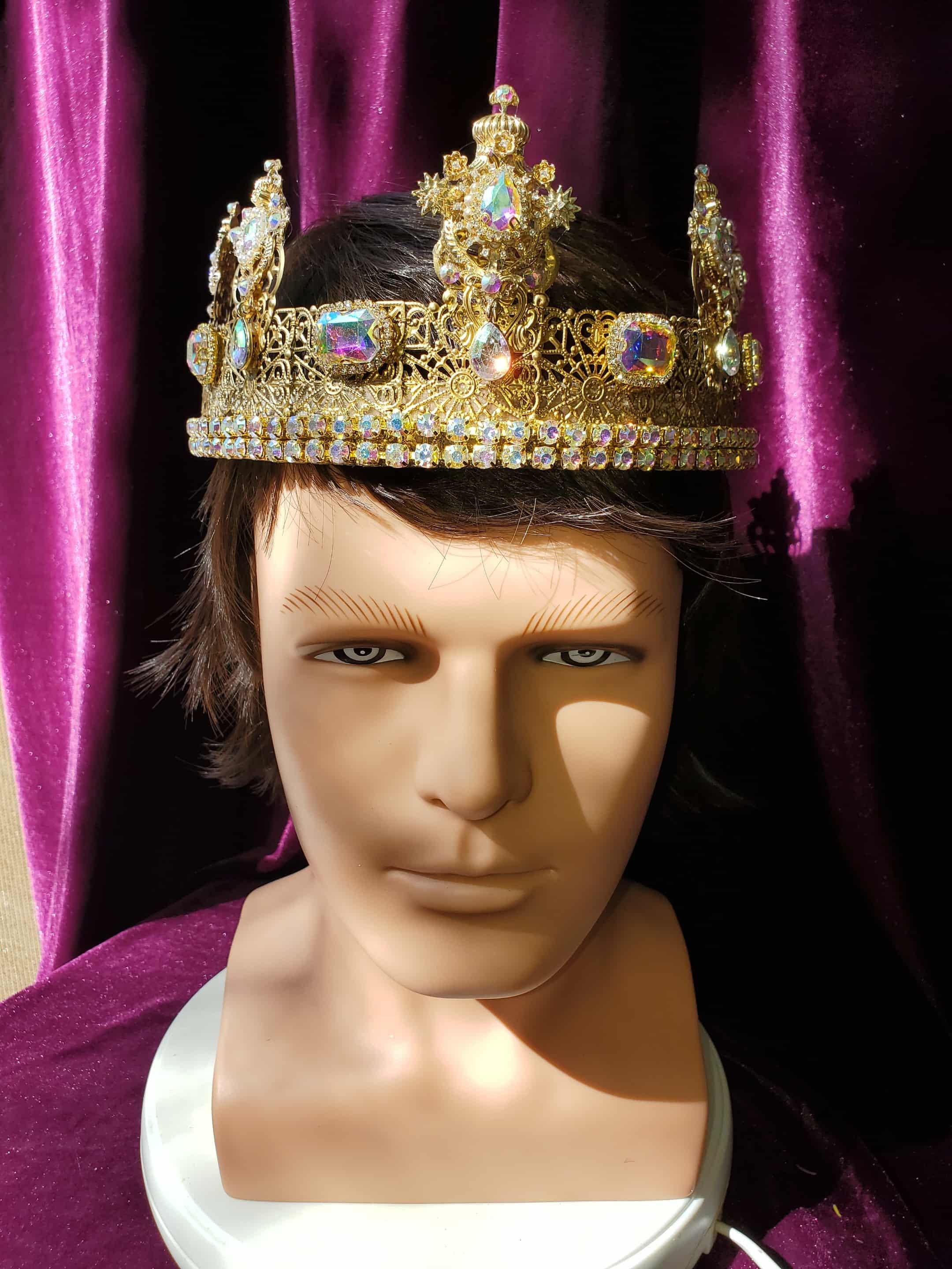 Versailles King-Queen Crown: Gold Medieval Renaissance Headpiece, detail 3