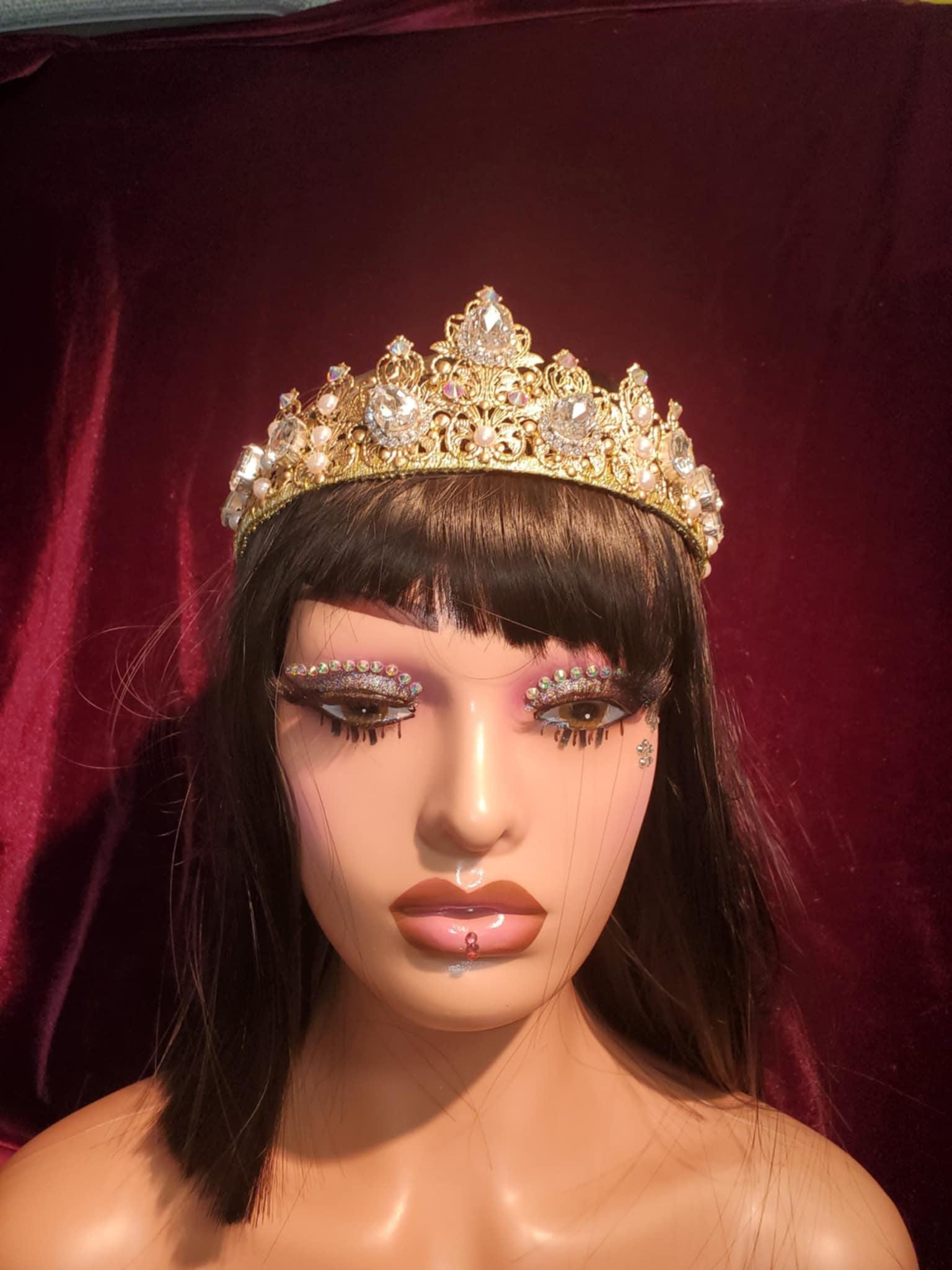 Gold Medieval Queen Crown: Rhinestone Costume Tiara
