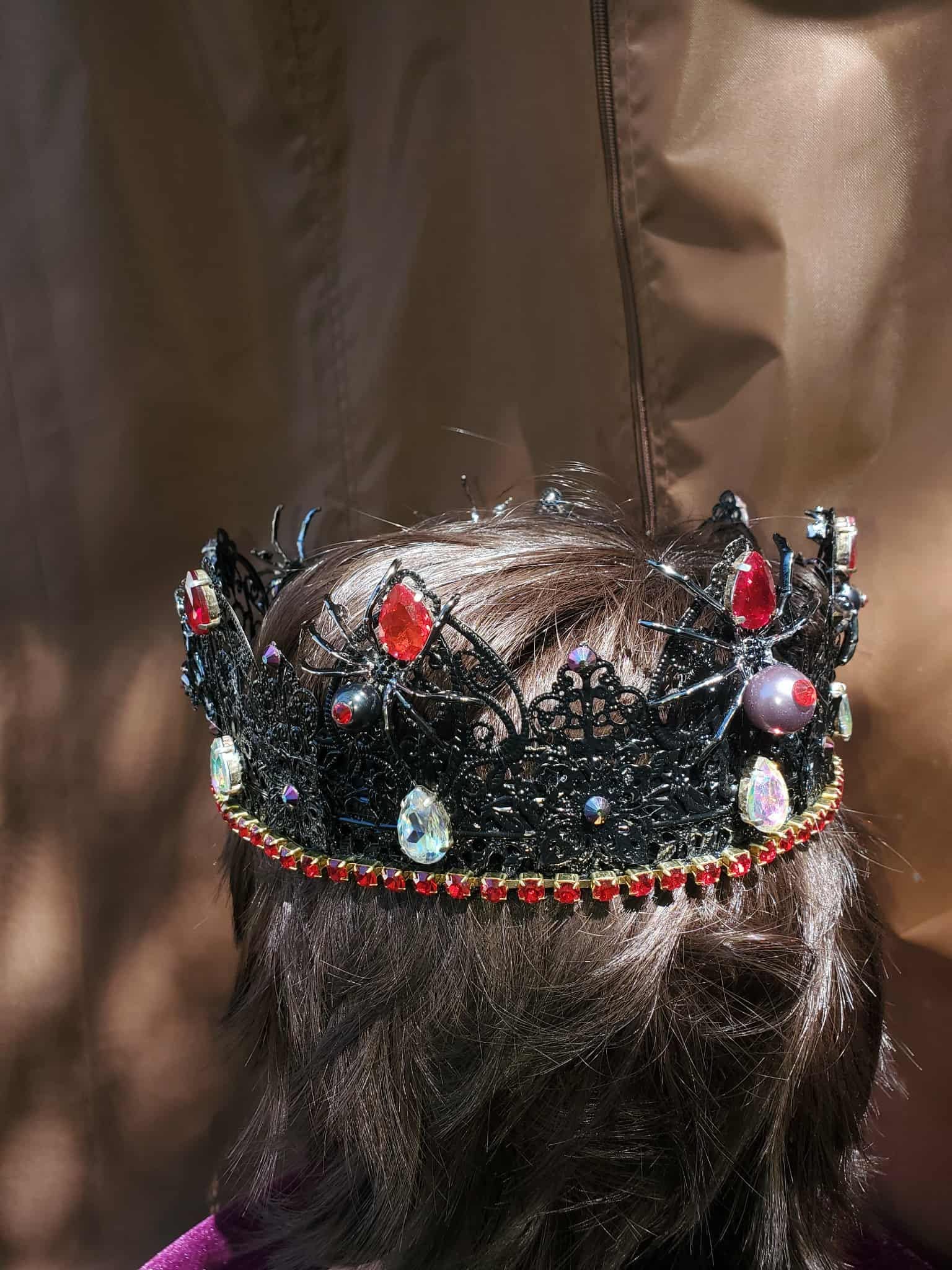 Black Widow/Spider King-Queen Crown: Gothic Rhinestoned Halloween Headpiece, detail 7