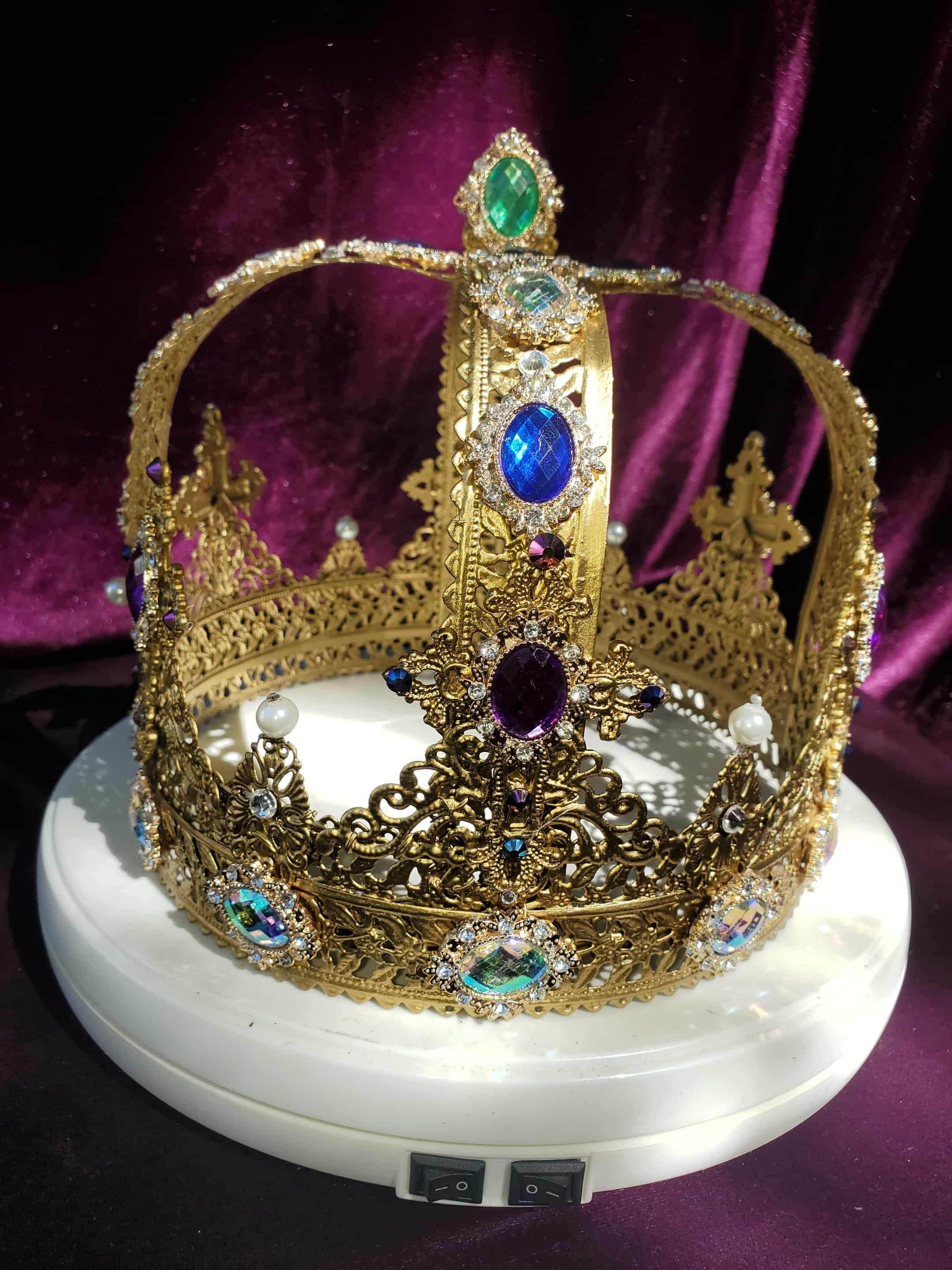 Imperial King-Queen Crown. Gold Lacquered. Acrylic Rhinestones. Take the Throne!
