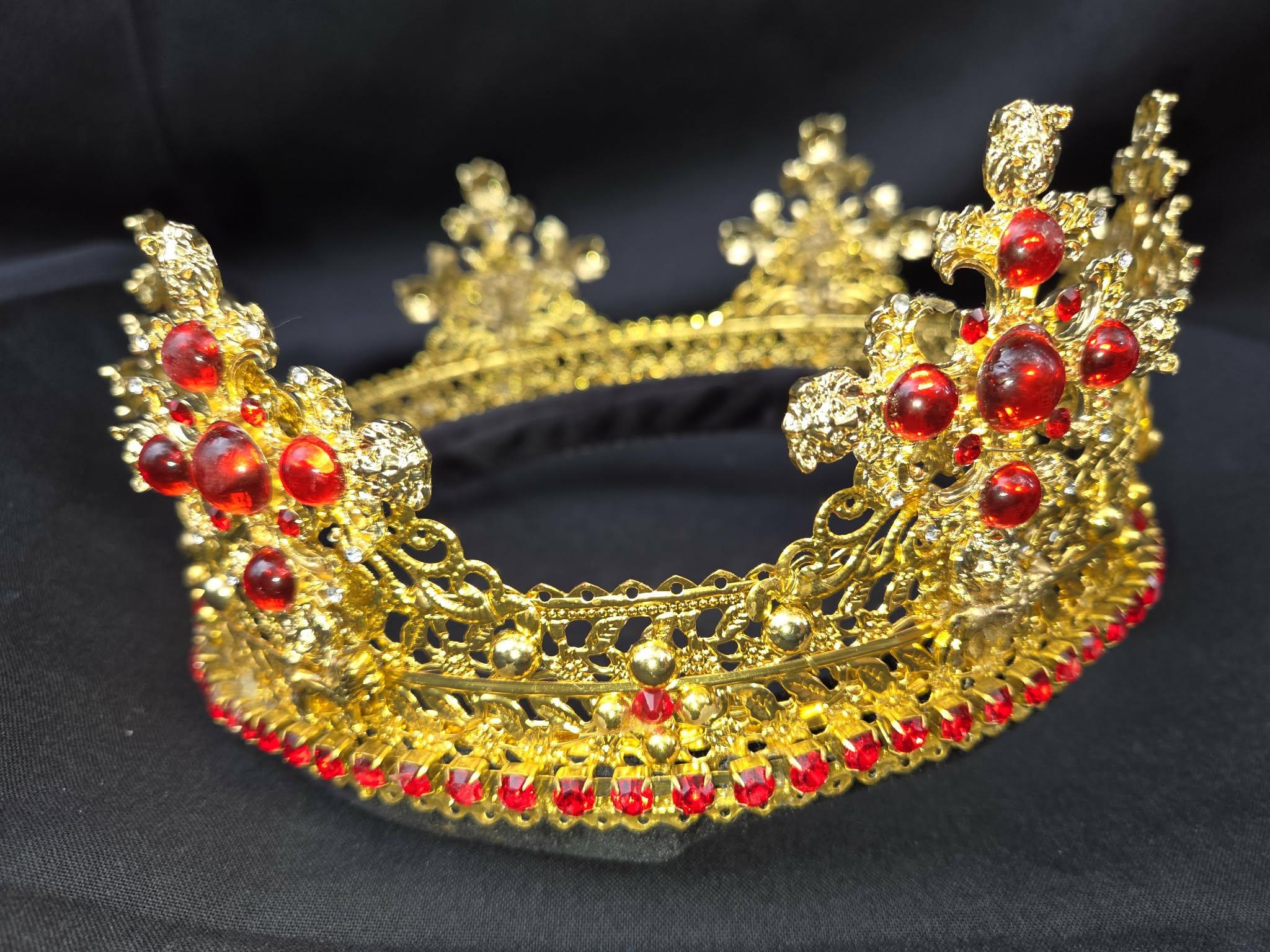 Red Lion Cross gold crown with red jewels from RenFair Crowns
