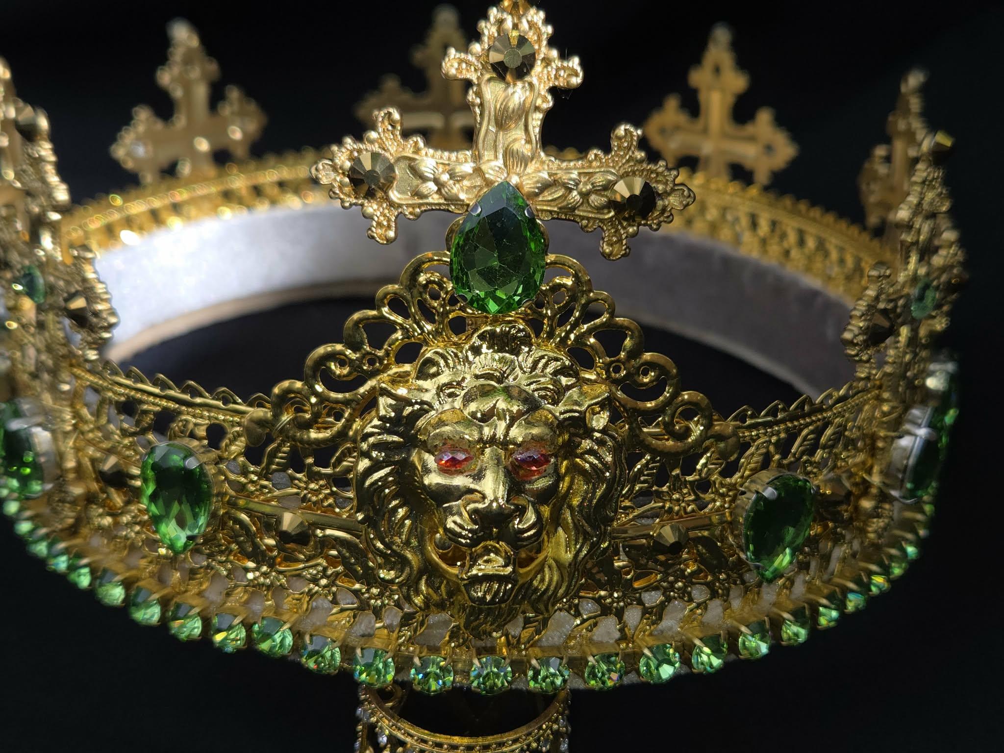 King's Gold Cross Crown, Queen's Crown, Gothic, Renaissance, CosPlay, Theatrical Crown, detail 2