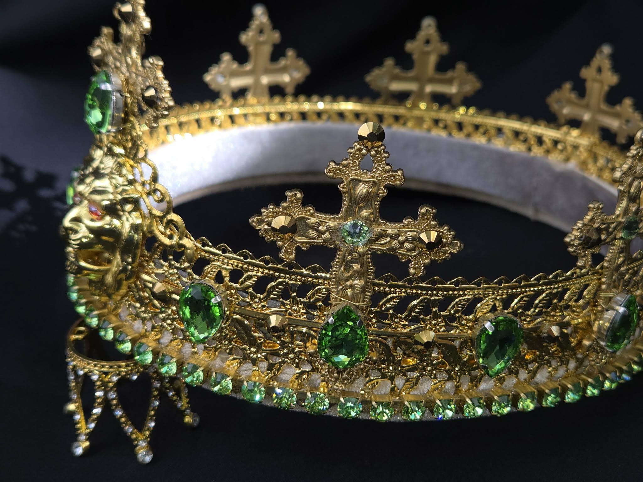 King's Gold Cross Crown, Queen's Crown, Gothic, Renaissance, CosPlay, Theatrical Crown, detail 3
