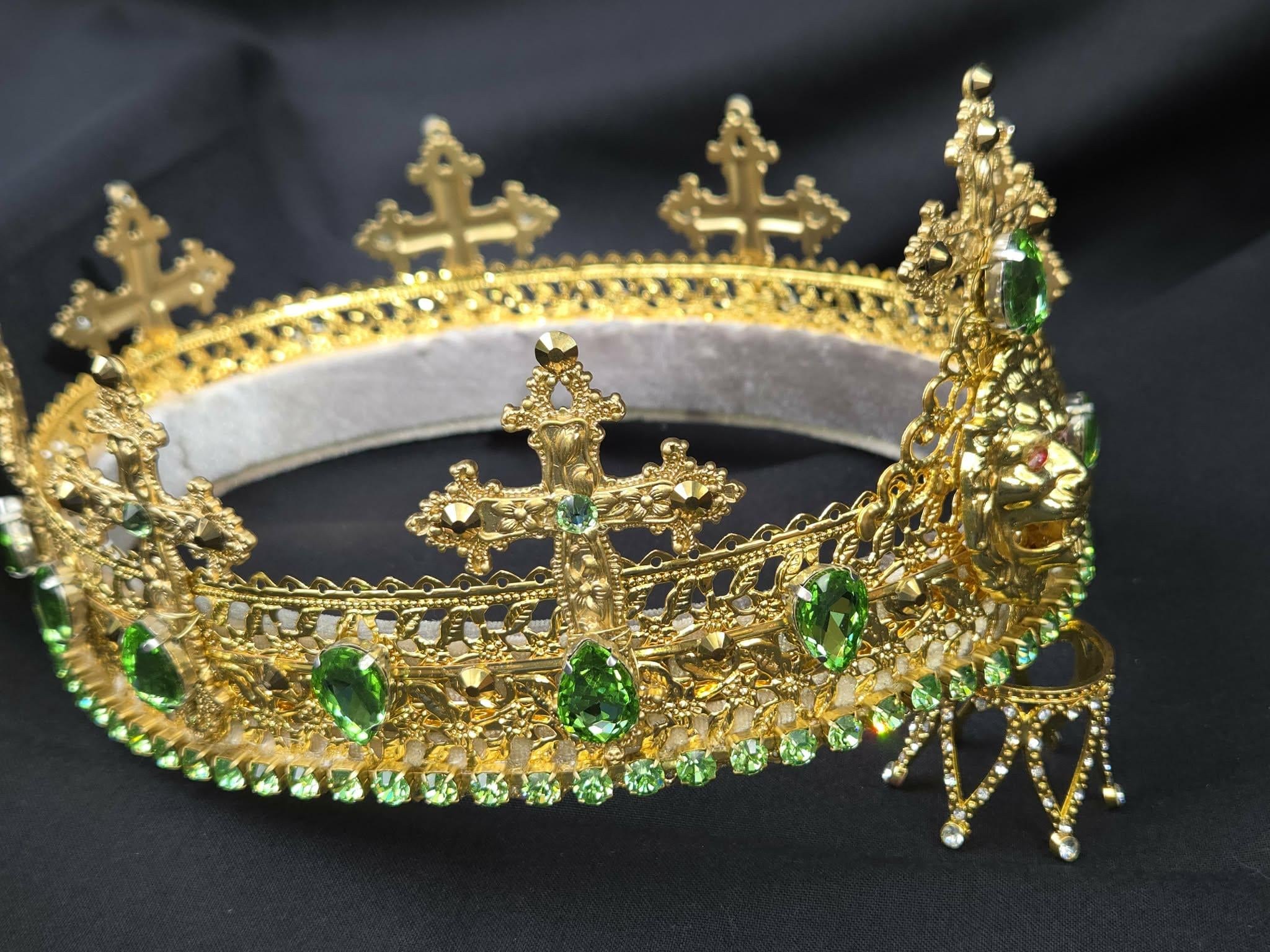 King's Gold Cross Crown, Queen's Crown, Gothic, Renaissance, CosPlay, Theatrical Crown, detail 4