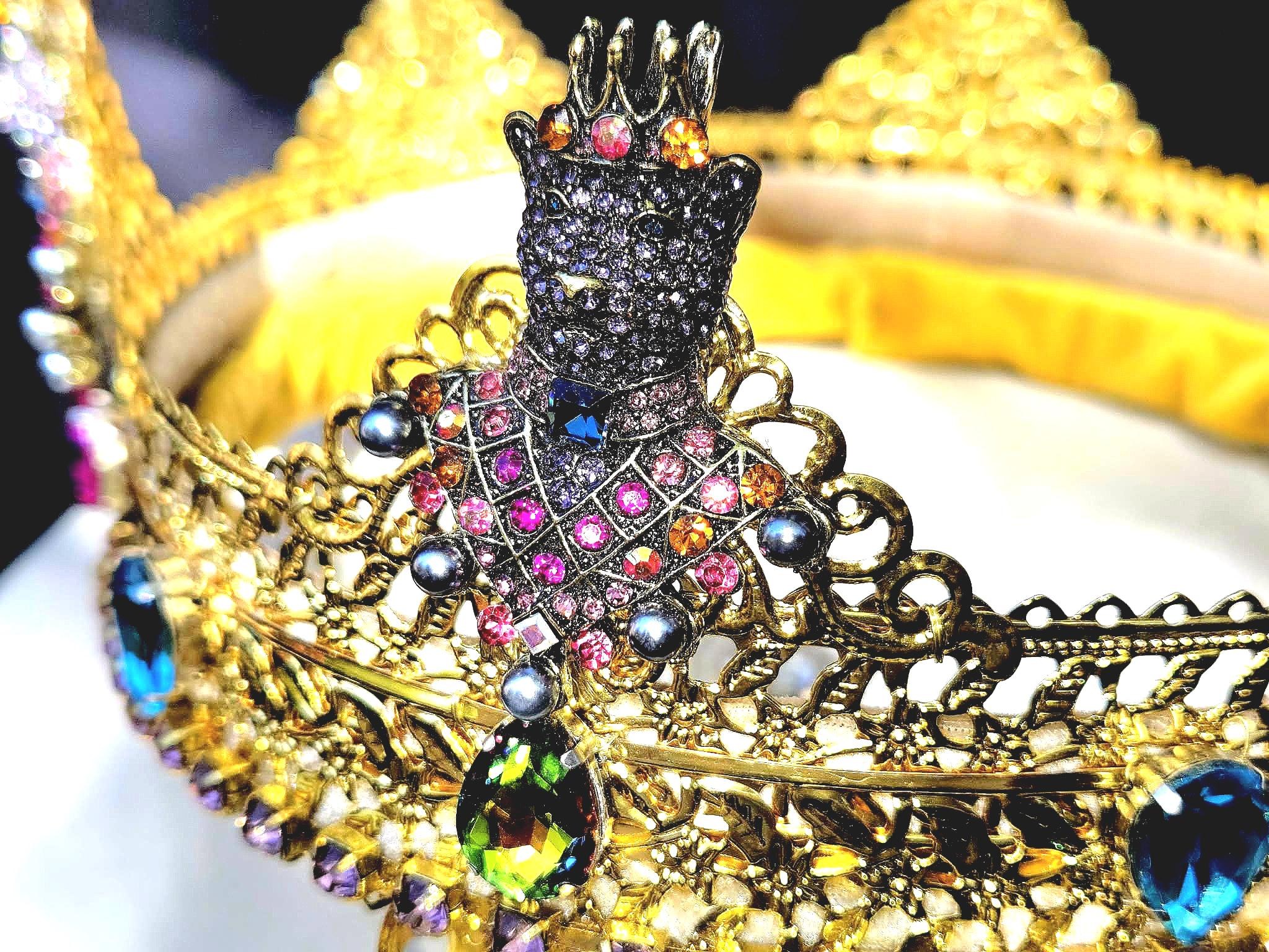 Magical Bear King Crown. Embellished gold crown with fanciful crowned bears