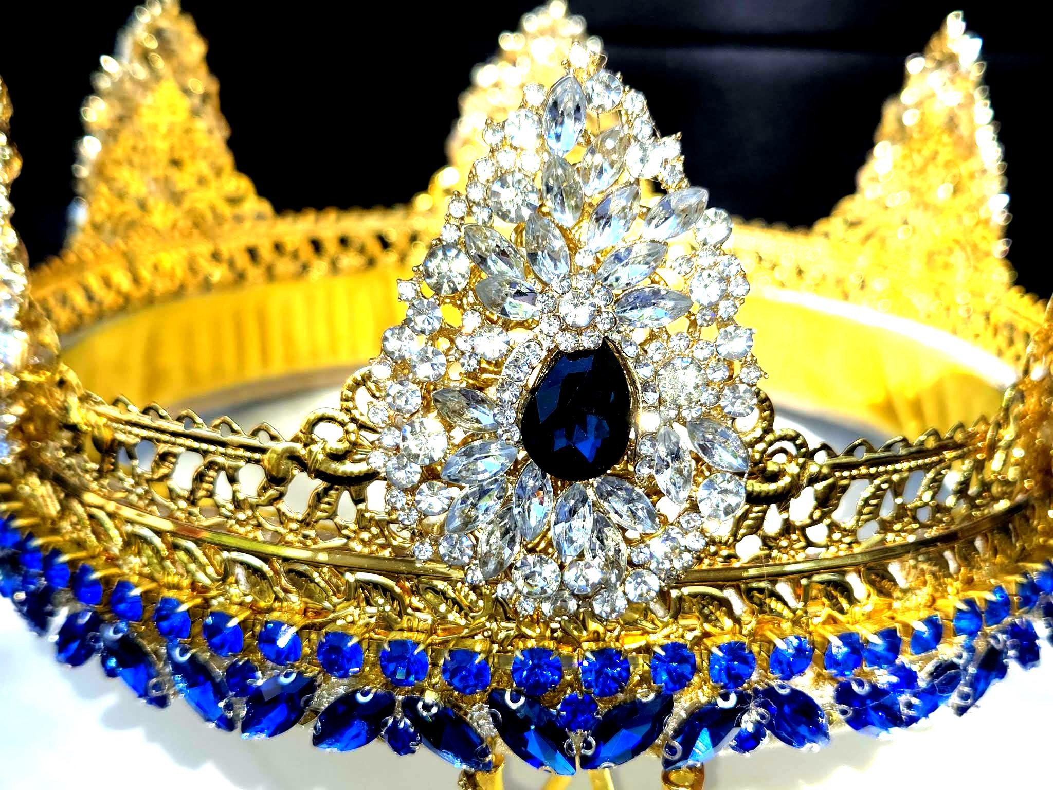 Twilight Fantasy Crown. Golden King of the North Crown. Imported Glass Rhinestones, detail 2