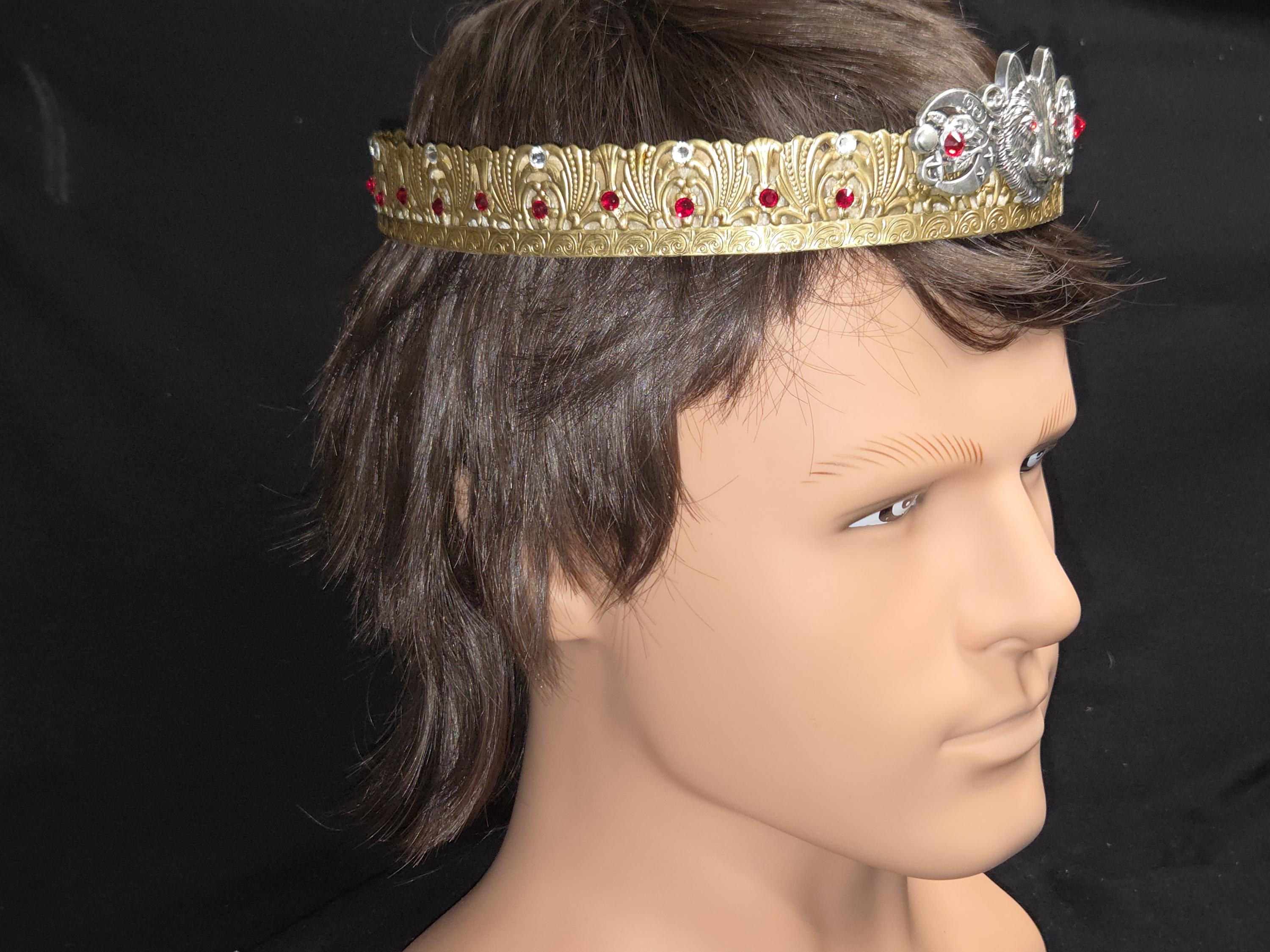 Nordic Wolf Ducal Crown with Ruby Red Rhinestones – Golden Coronet, detail 8